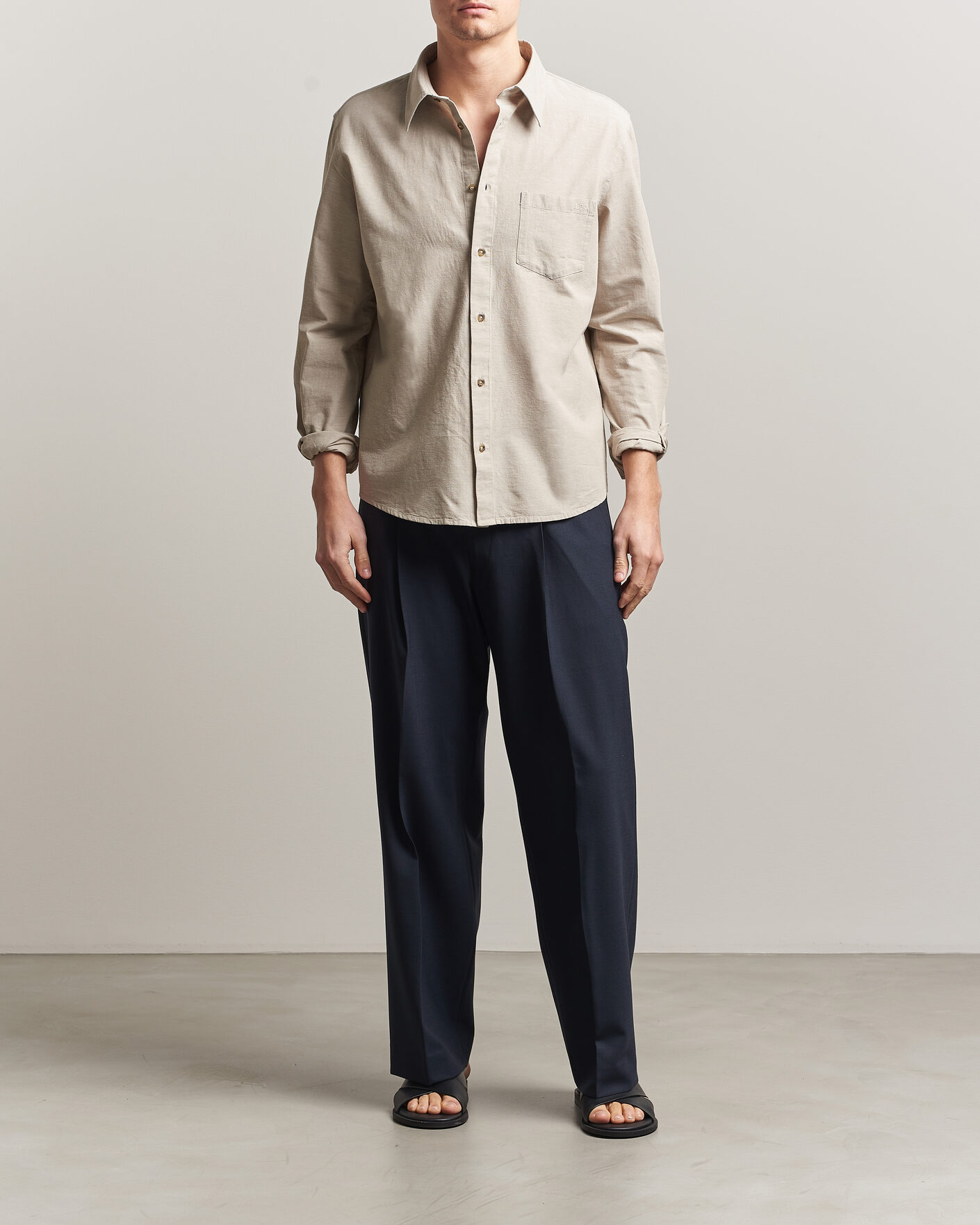 Herr | Skjortor | A.P.C. | Harris Cotton/Linen Shirt Sage Green