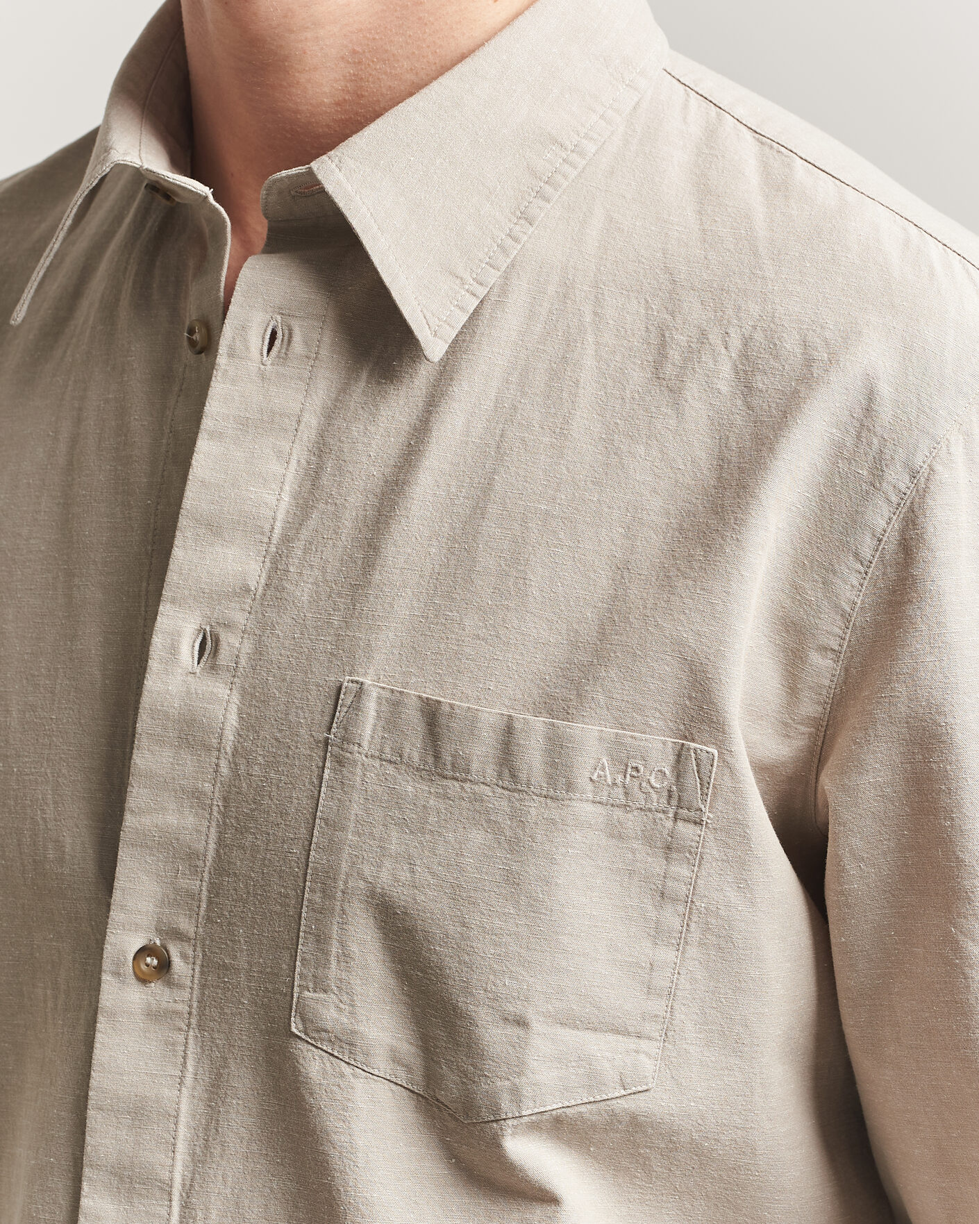 Herr | Skjortor | A.P.C. | Harris Cotton/Linen Shirt Sage Green