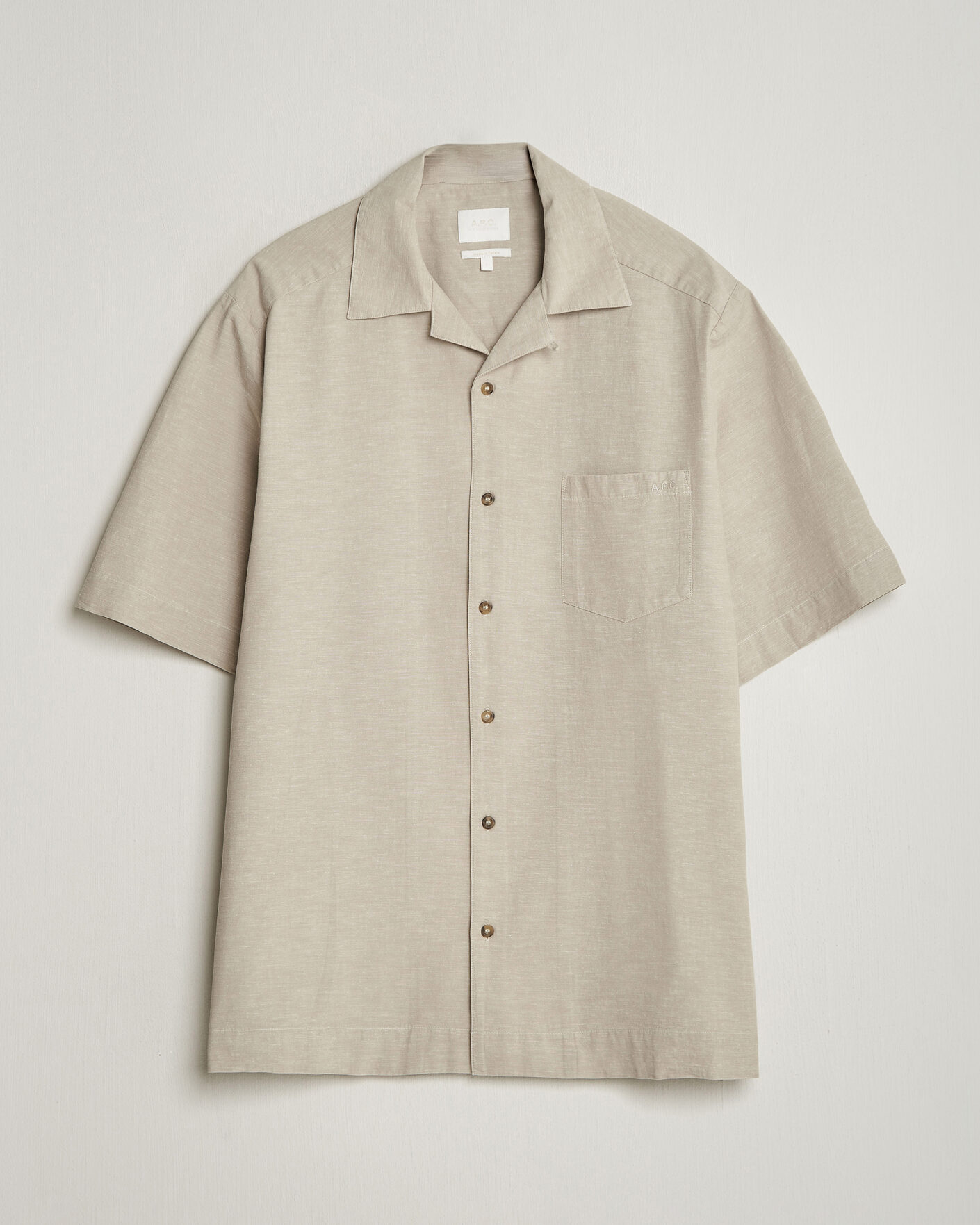 Herr | Skjortor | A.P.C. | Jude Cotton/Linen Short Sleeve Shirt Sage Green