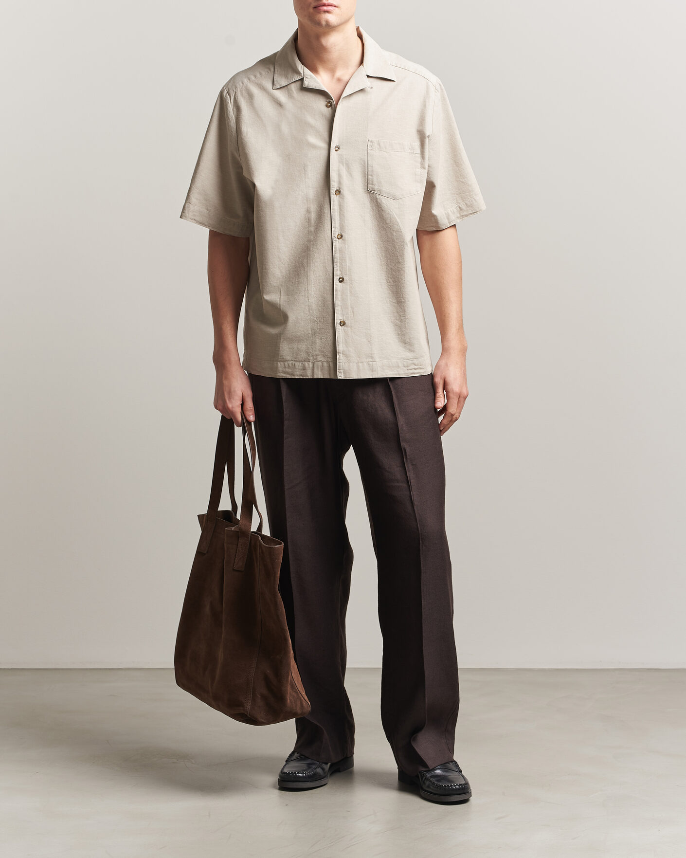 Herr | Skjortor | A.P.C. | Jude Cotton/Linen Short Sleeve Shirt Sage Green