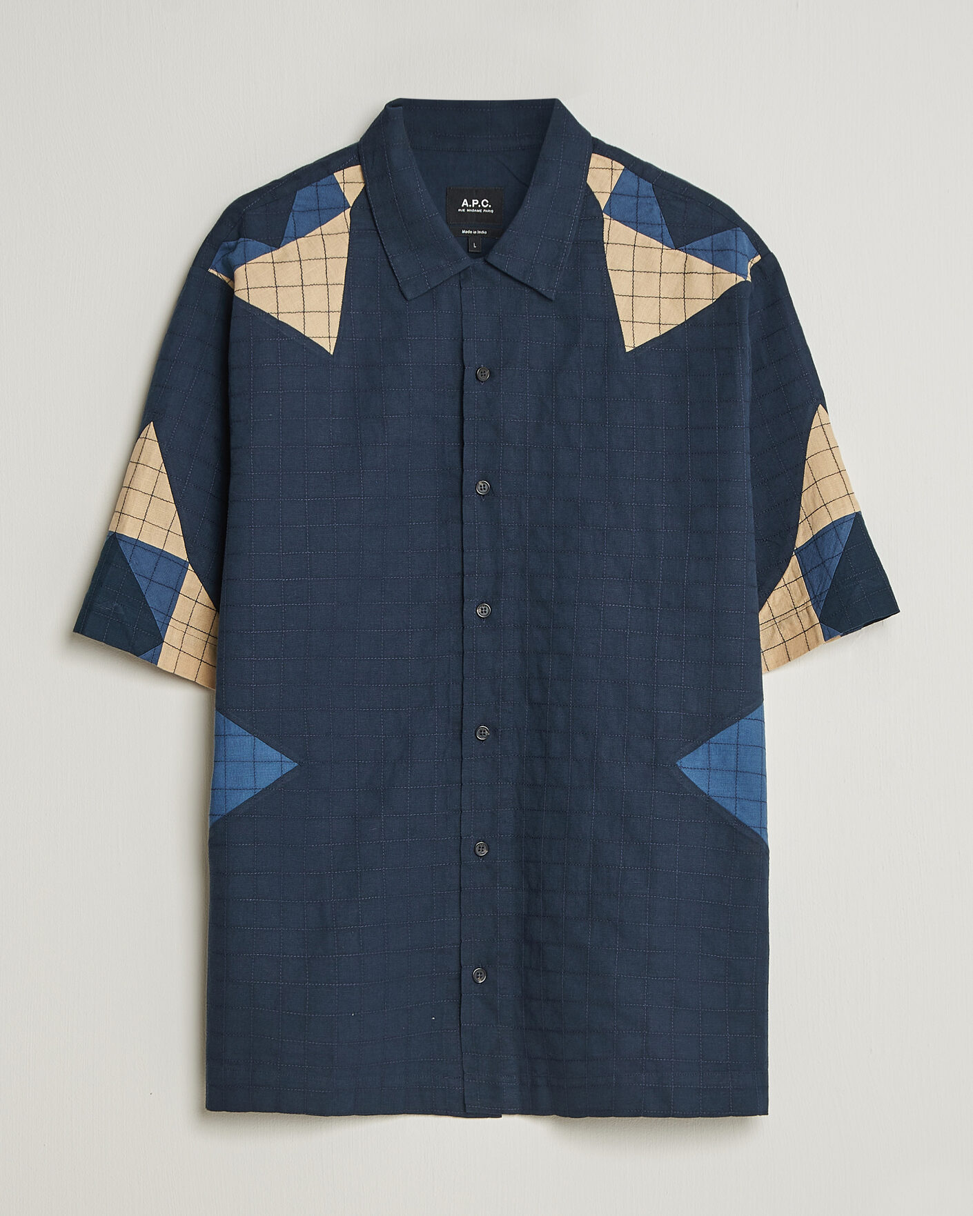 Herr | Skjortor | A.P.C. | Patchwork Short Sleeve Indigo