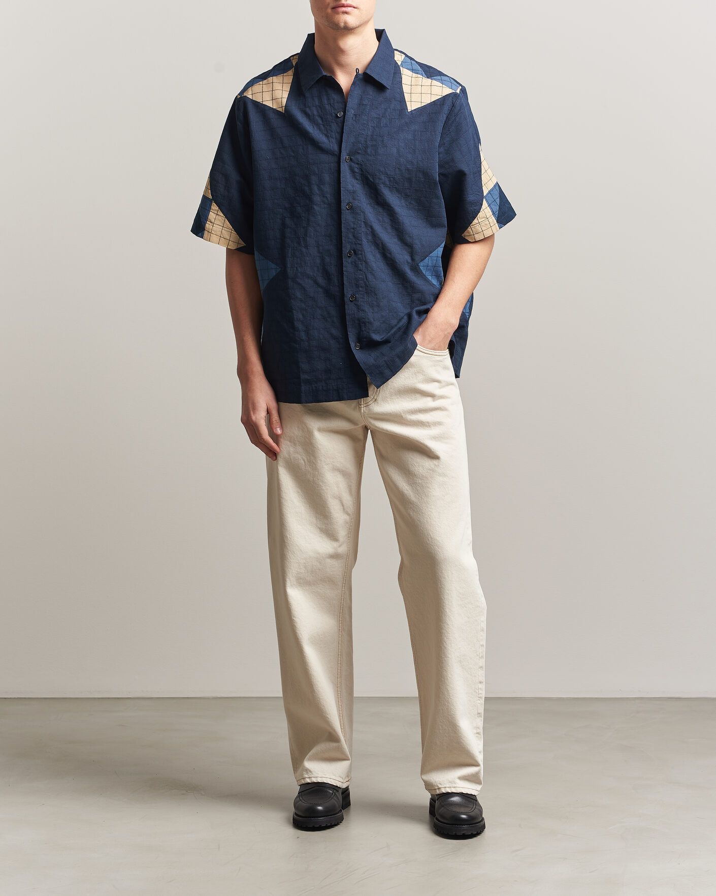 Herr | Skjortor | A.P.C. | Patchwork Short Sleeve Indigo