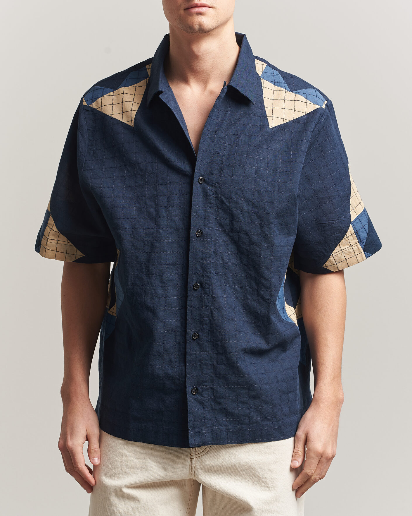Herr | Skjortor | A.P.C. | Patchwork Short Sleeve Indigo