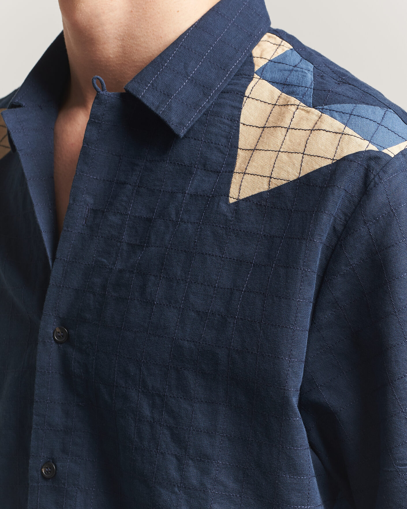 Herr | Skjortor | A.P.C. | Patchwork Short Sleeve Indigo