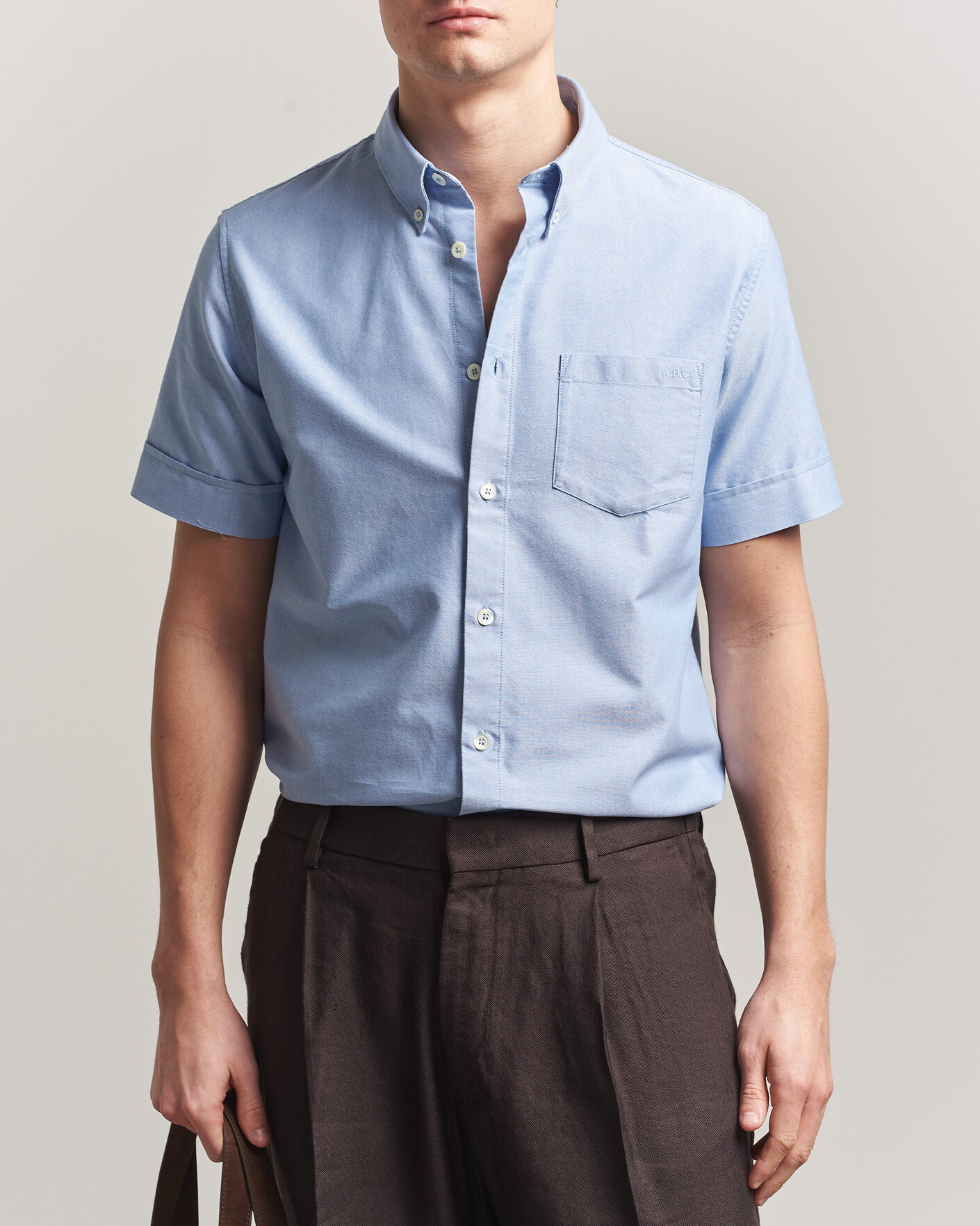Herr | Skjortor | A.P.C. | Jack Short Sleeve Shirt Light Blue
