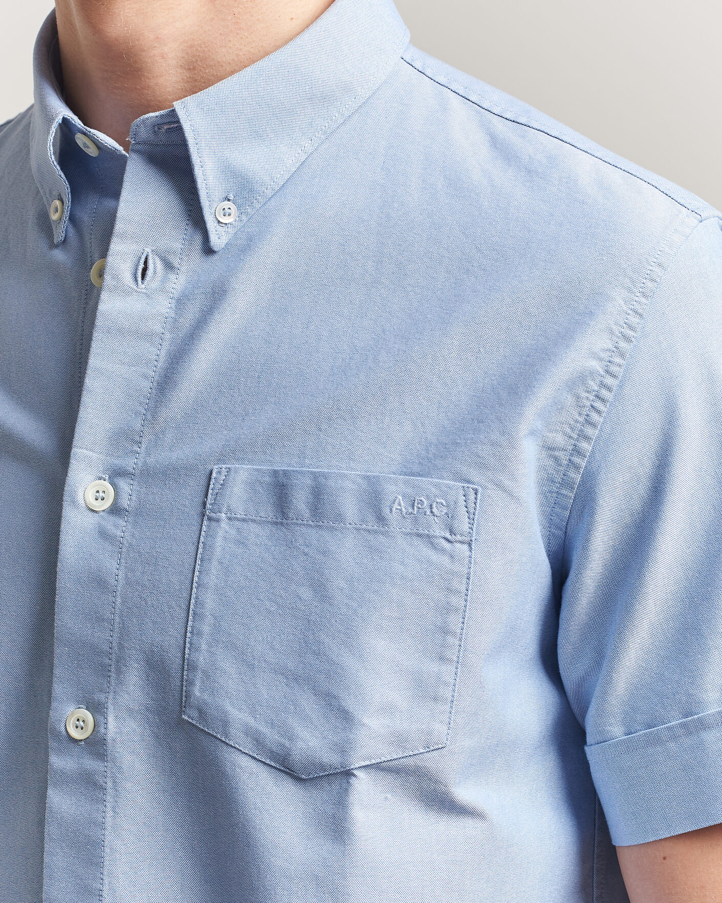 Herr | Skjortor | A.P.C. | Jack Short Sleeve Shirt Light Blue