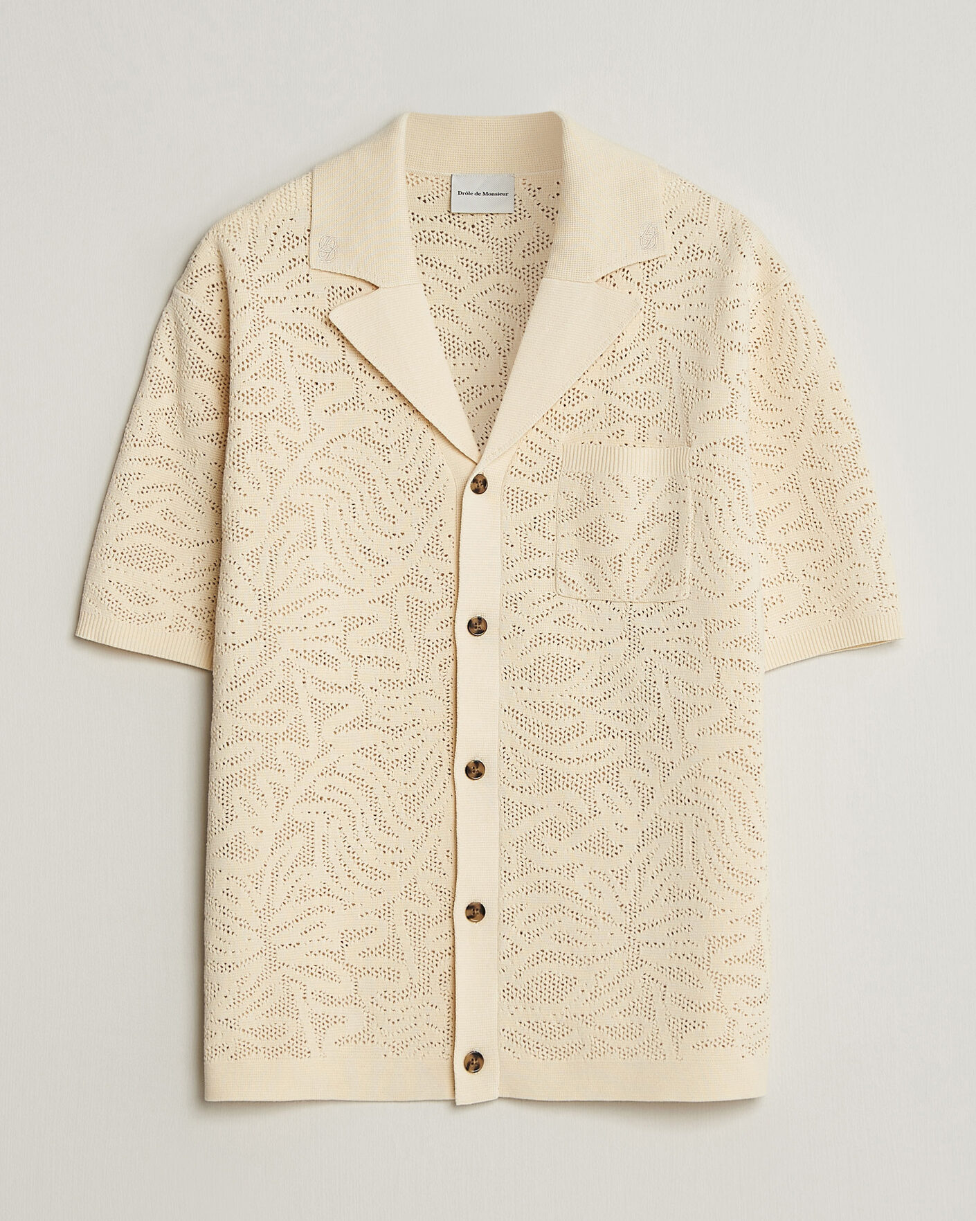 Herr | Skjortor | Drôle de Monsieur | Knitted Resort Shirt Off White