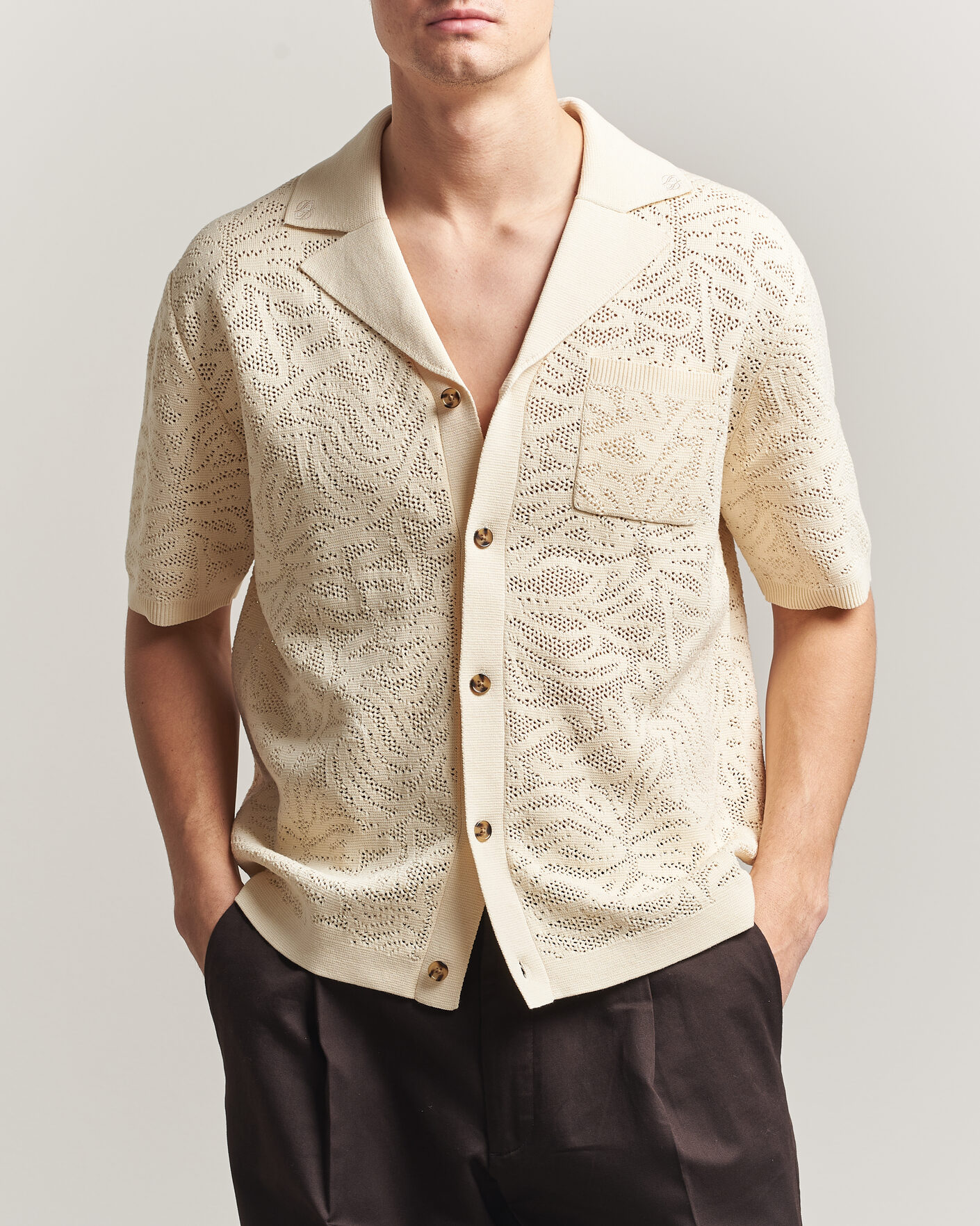 Herr | Skjortor | Drôle de Monsieur | Knitted Resort Shirt Off White