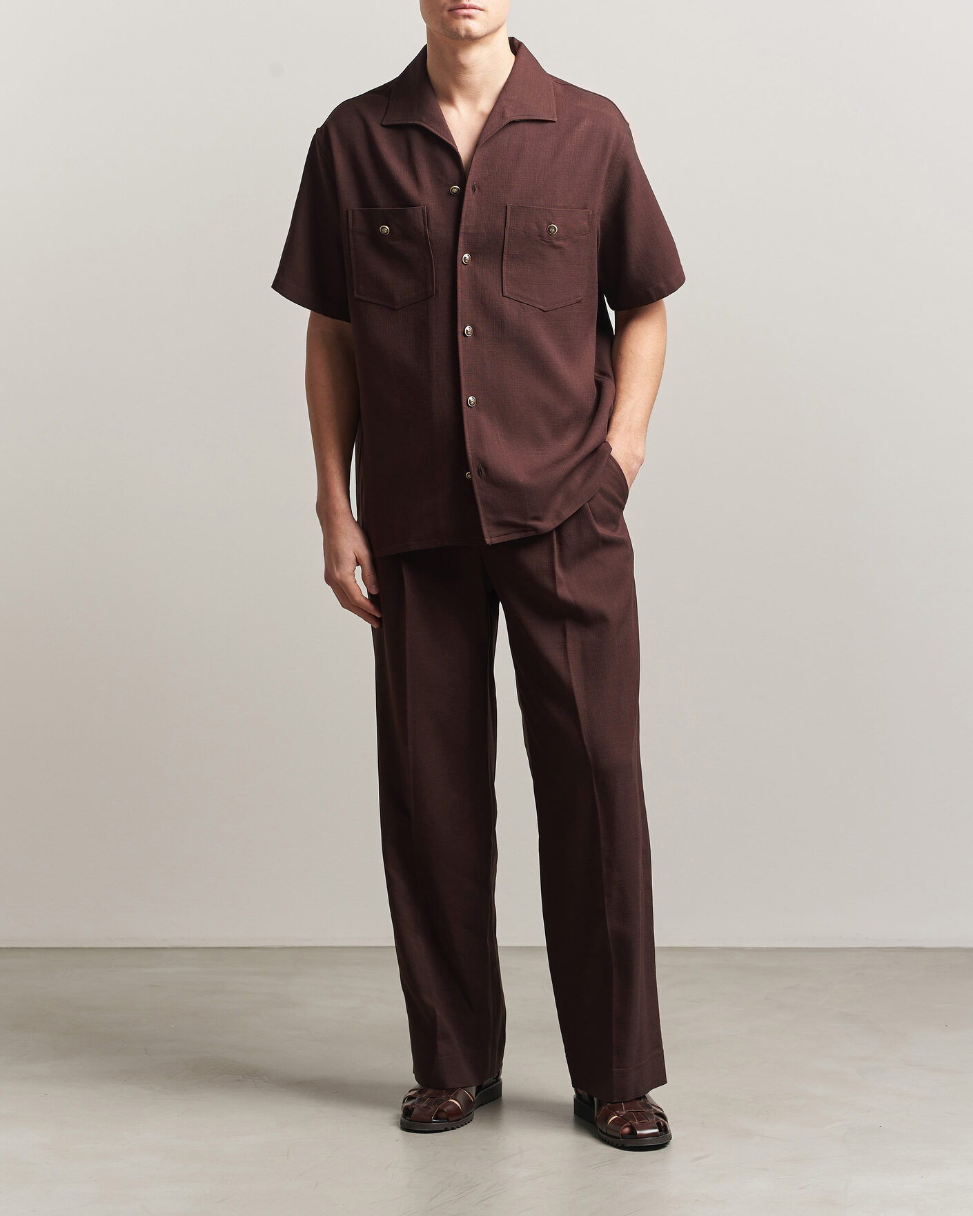 Herr | Skjortor | Drôle de Monsieur | Viscose Resort Shirt Brown