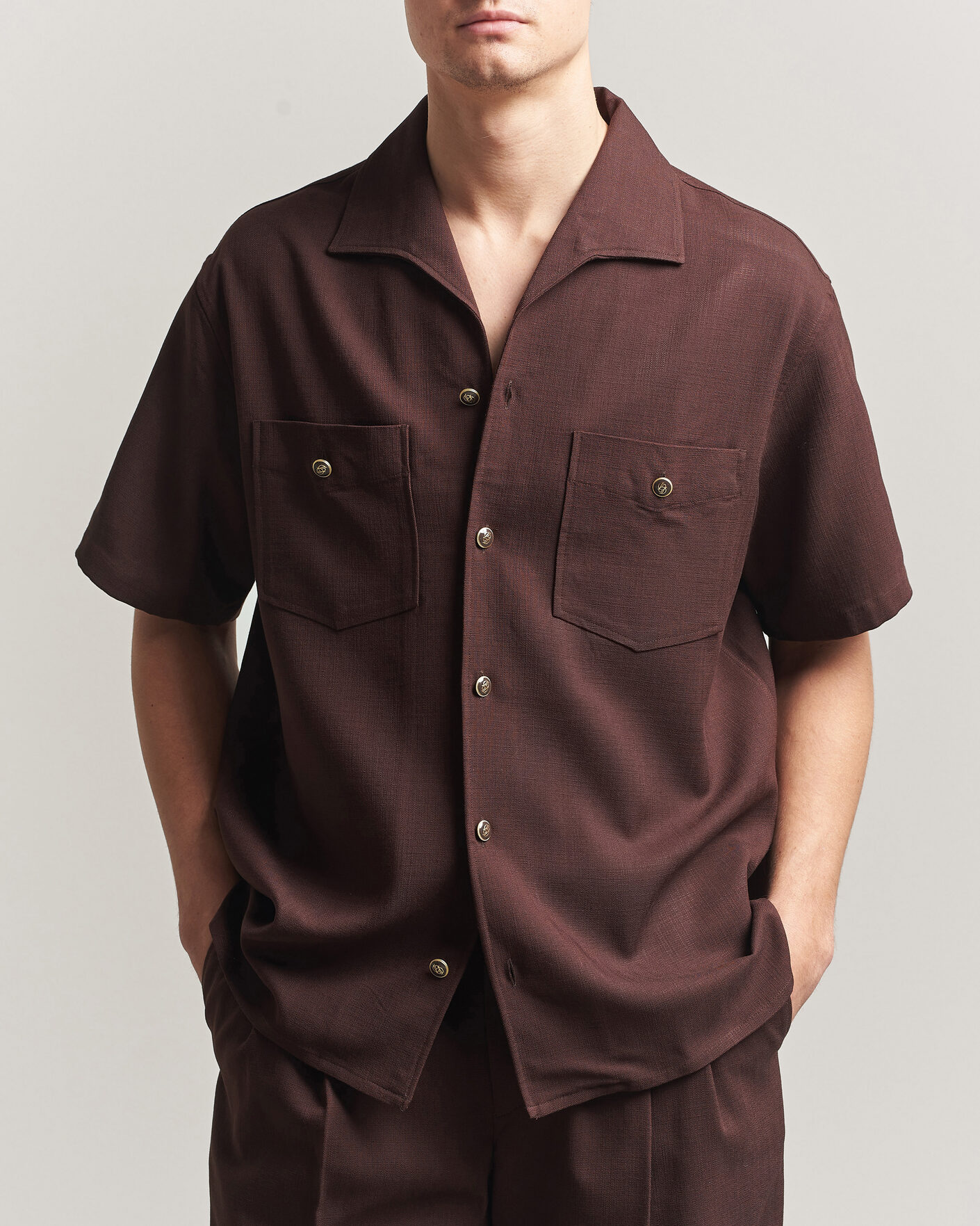 Herr | Skjortor | Drôle de Monsieur | Viscose Resort Shirt Brown