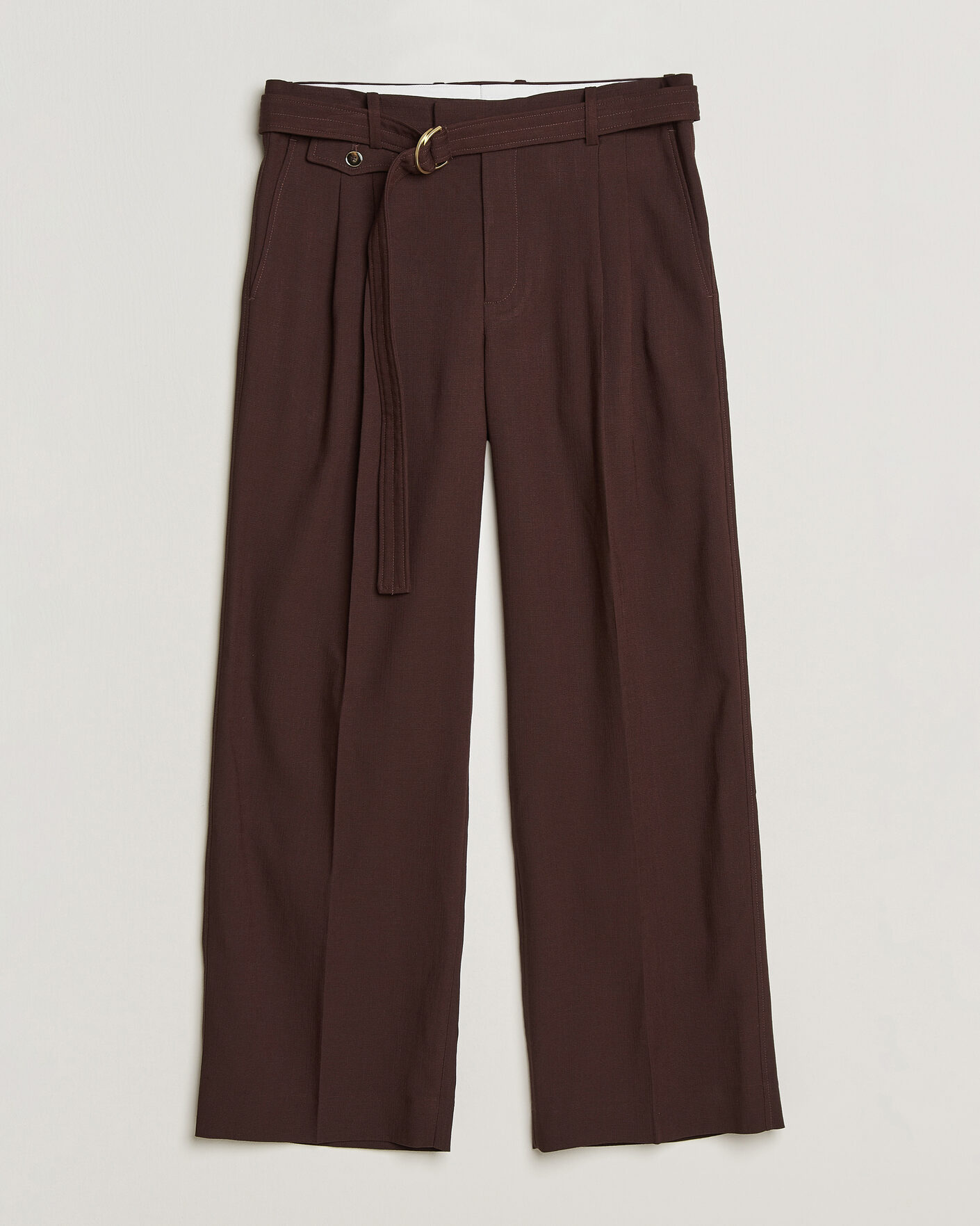 Herr | Byxor | Drôle de Monsieur | Viscose Pleated Trousers Brown
