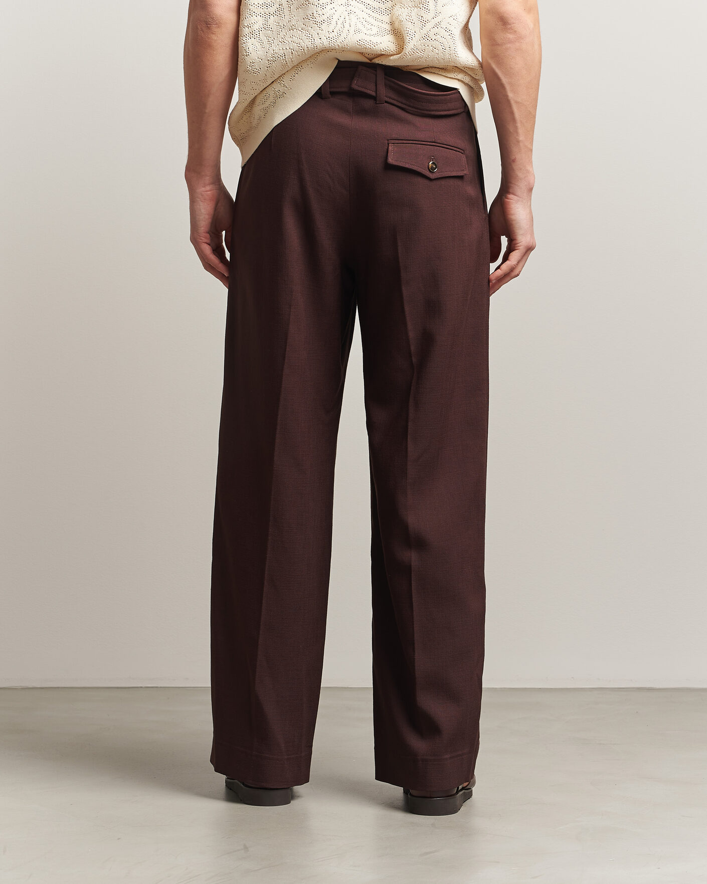 Herr | Byxor | Drôle de Monsieur | Viscose Pleated Trousers Brown