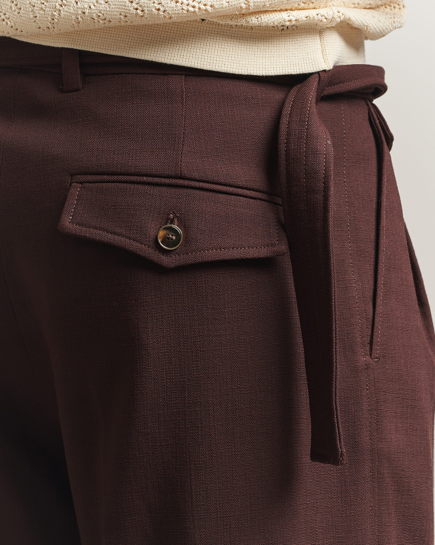 Herr | Byxor | Drôle de Monsieur | Viscose Pleated Trousers Brown