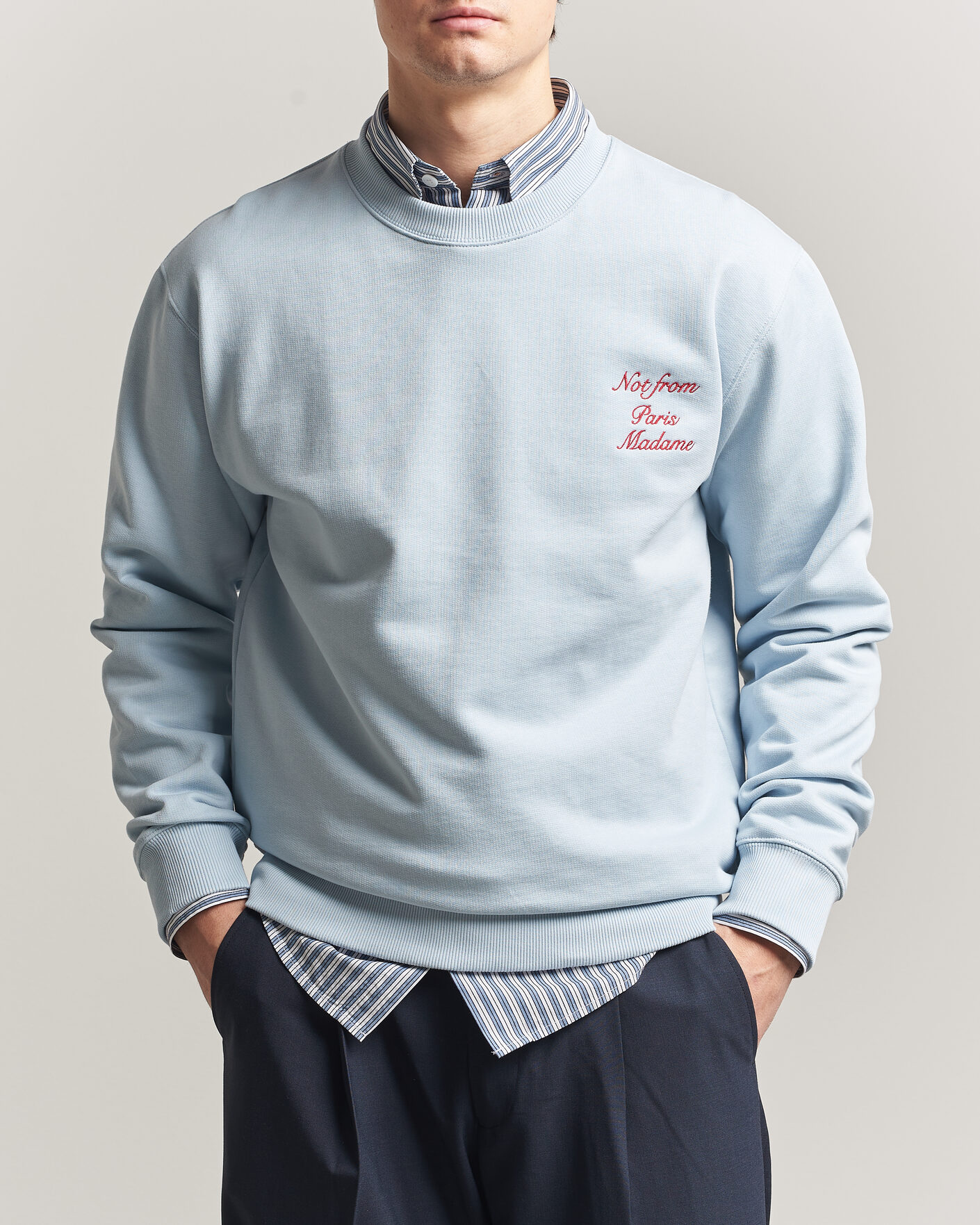 Herr | Tröjor | Drôle de Monsieur | Slogan Cursive Sweatshirt Light Blue