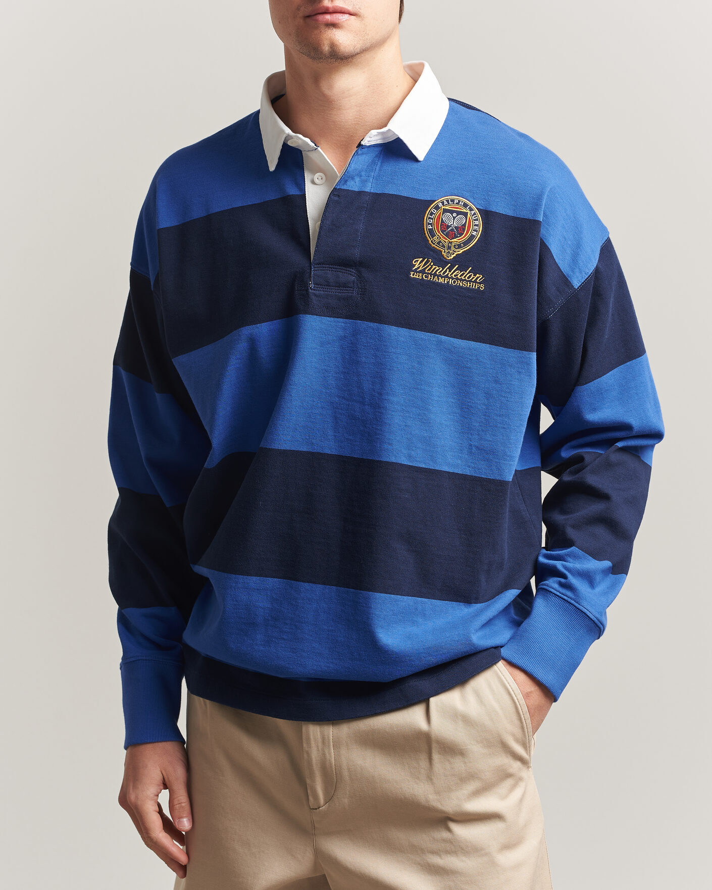 Herr | Tröjor | Polo Ralph Lauren | Striped Rugby Pullover Collegiate Blue