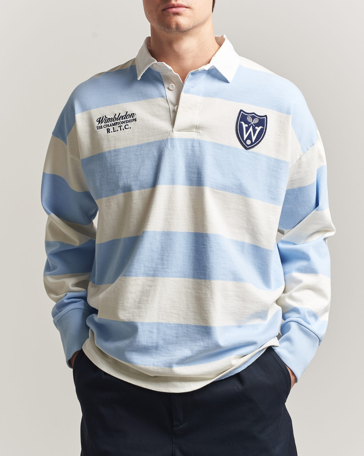 Herr | Tröjor | Polo Ralph Lauren | Striped Rugby Pullover Office Blue/Deckwash White