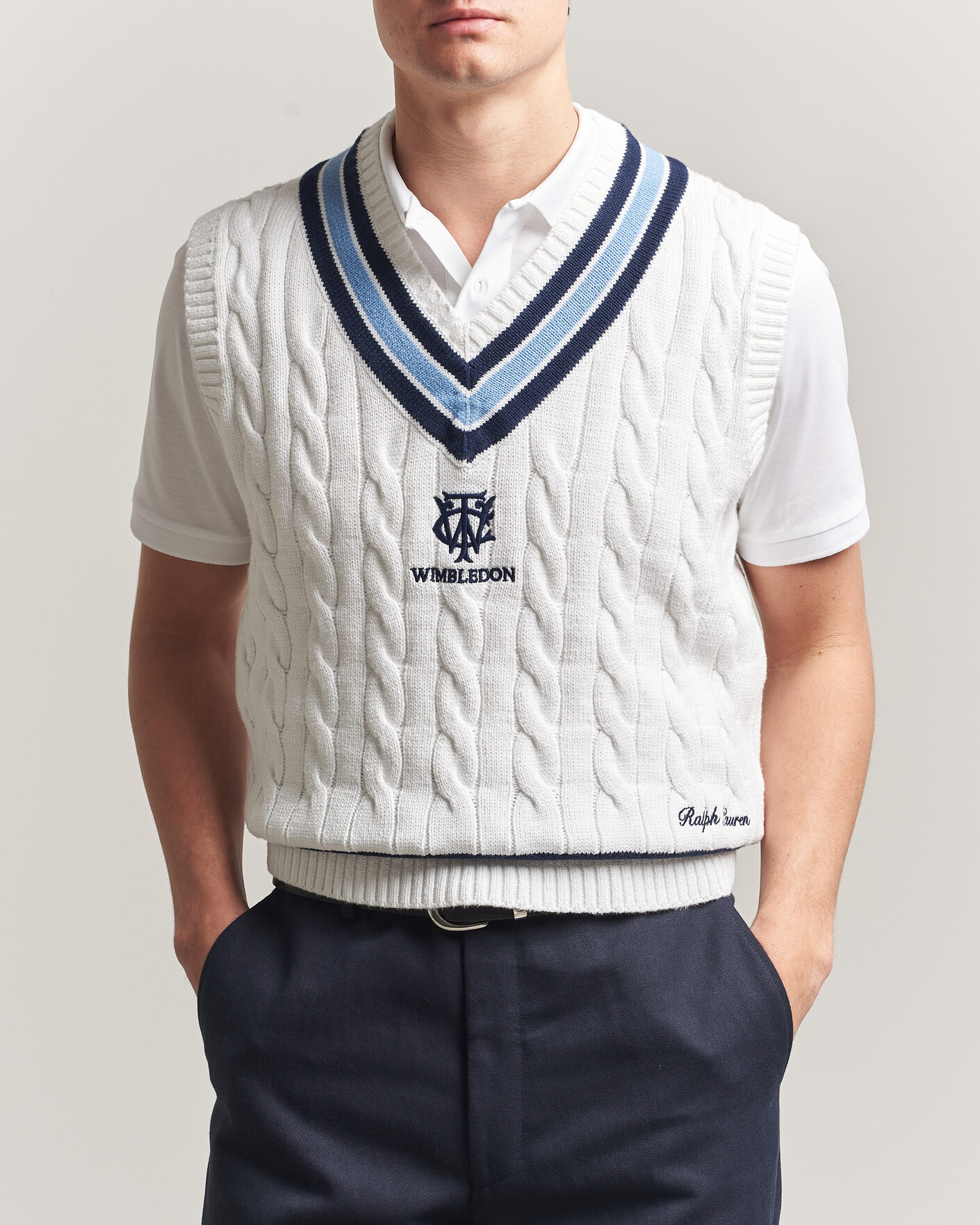 Herr | Tröjor | Polo Ralph Lauren | Cotton Cable Vest Cream Combo