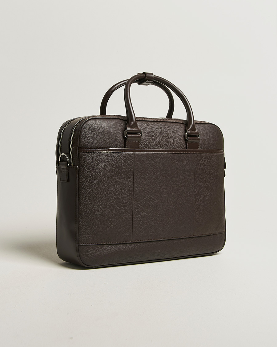 Herr | Väskor | Tiger of Sweden | Burin Grained Leather Briefcase Dark Brown
