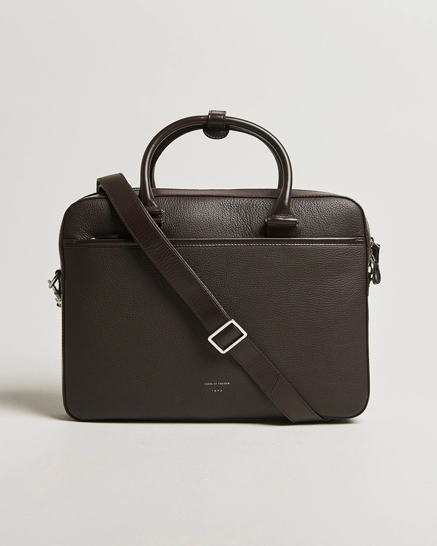 Herr | Väskor | Tiger of Sweden | Bosun Grained Leather Briefcase Dark Brown