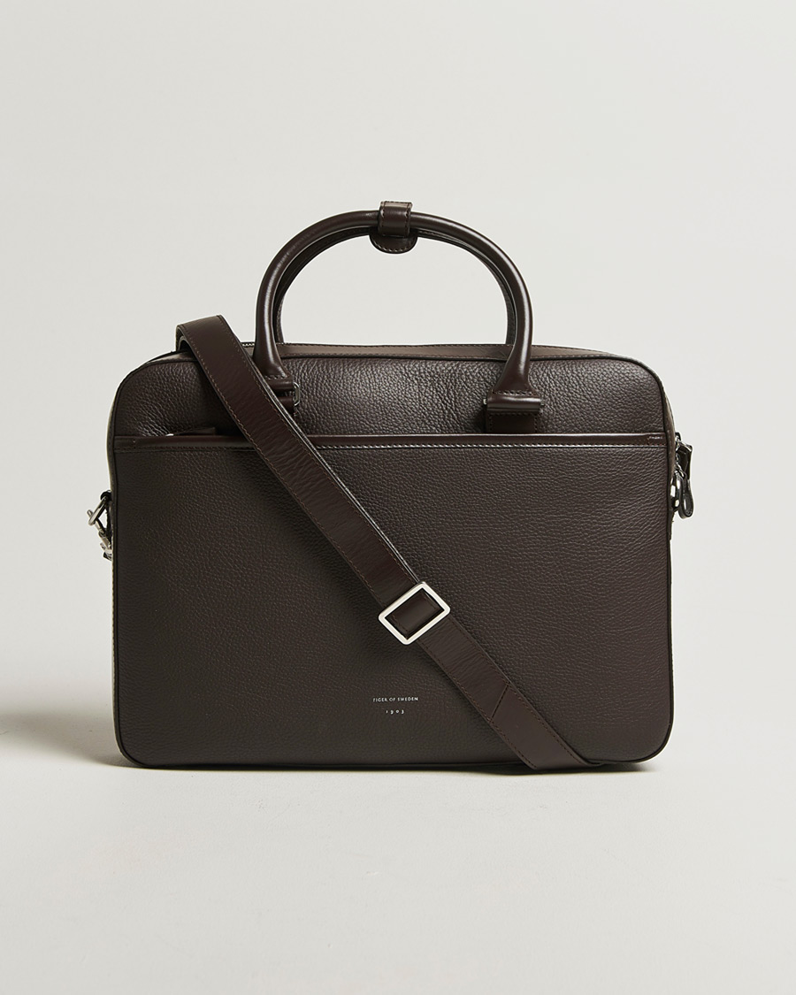 Herr | Väskor | Tiger of Sweden | Bosun Grained Leather Briefcase Dark Brown
