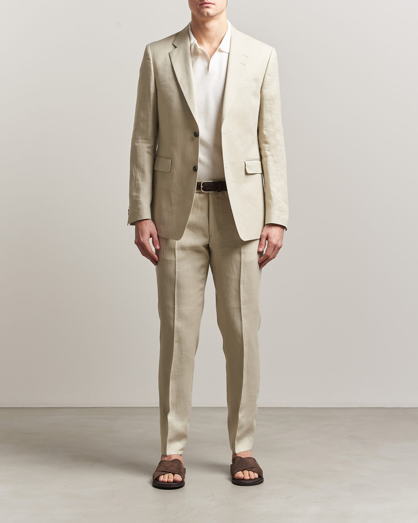 Herr | Byxor | Tiger of Sweden | Tenuta Linen Suit Trousers Cream Sand