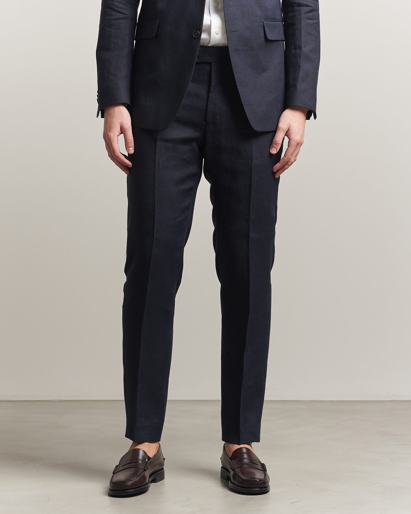 Herr | Byxor | Tiger of Sweden | Tenuta Linen Suit Trousers Midnight Blue