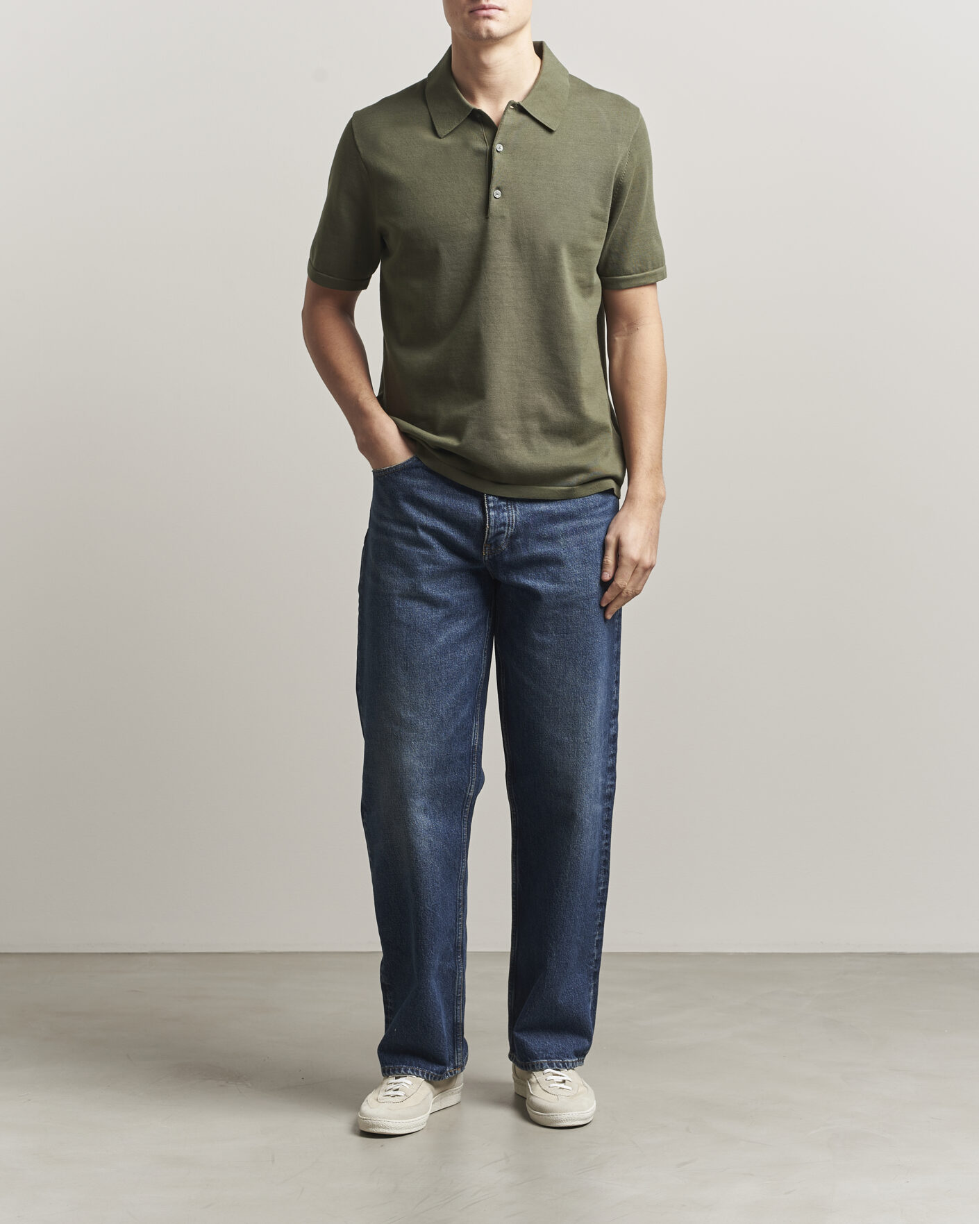 Herr | Pikéer | Tiger of Sweden | Erros Cotton Knitted Polo Kalamata Green
