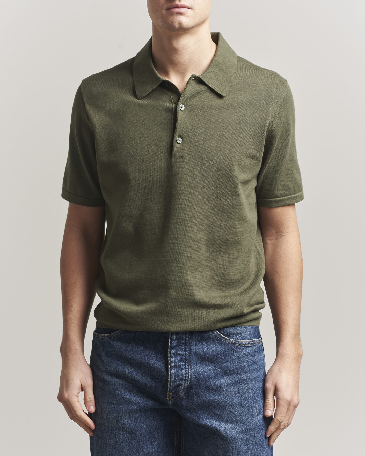 Herr | Pikéer | Tiger of Sweden | Erros Cotton Knitted Polo Kalamata Green