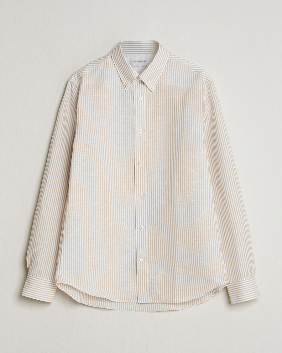 Herr | Skjortor | Tiger of Sweden | Bjorn Cotton/Linen Striped Shirt Tehina