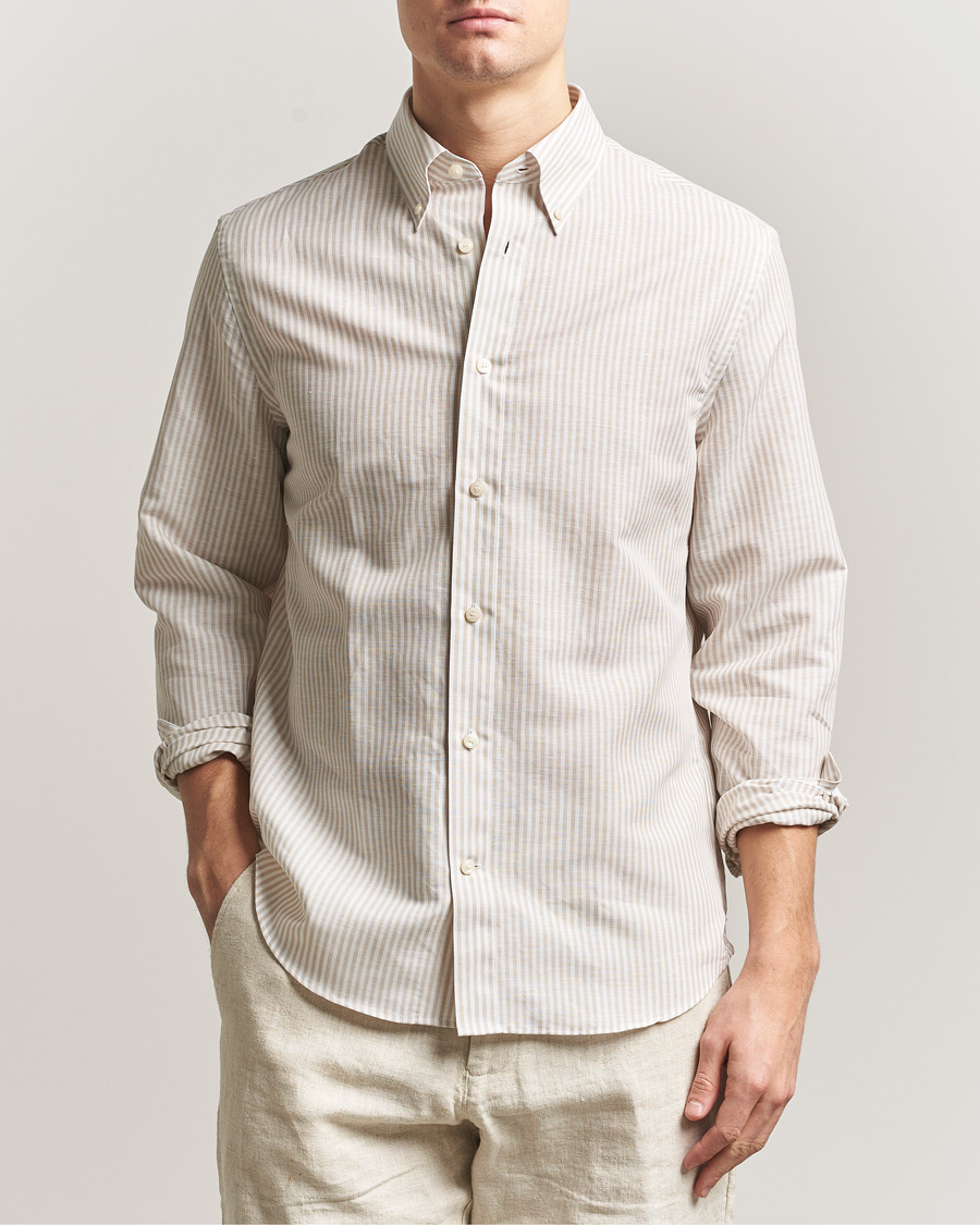 Herr | Skjortor | Tiger of Sweden | Bjorn Cotton/Linen Striped Shirt Tehina
