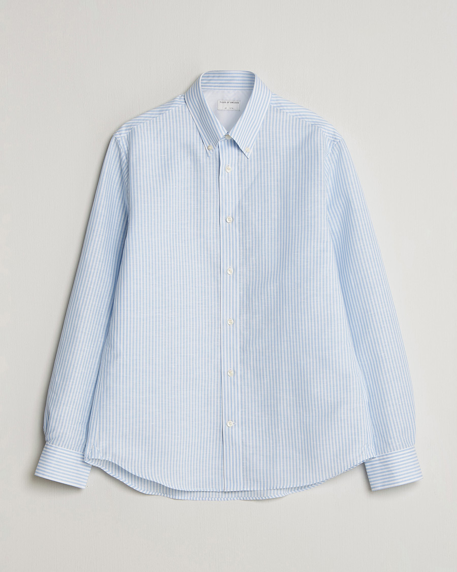 Herr | Skjortor | Tiger of Sweden | Bjorn Cotton/Linen Striped Shirt Heaven