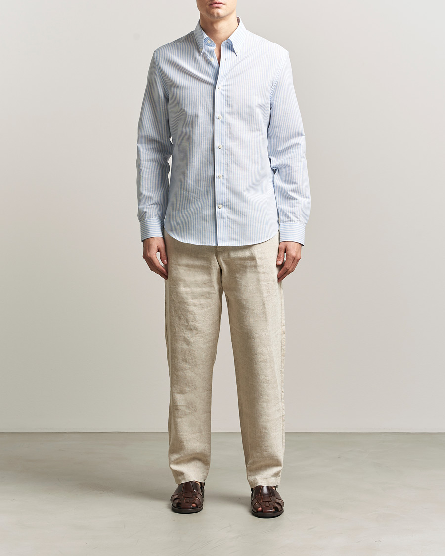 Herr | Skjortor | Tiger of Sweden | Bjorn Cotton/Linen Striped Shirt Heaven