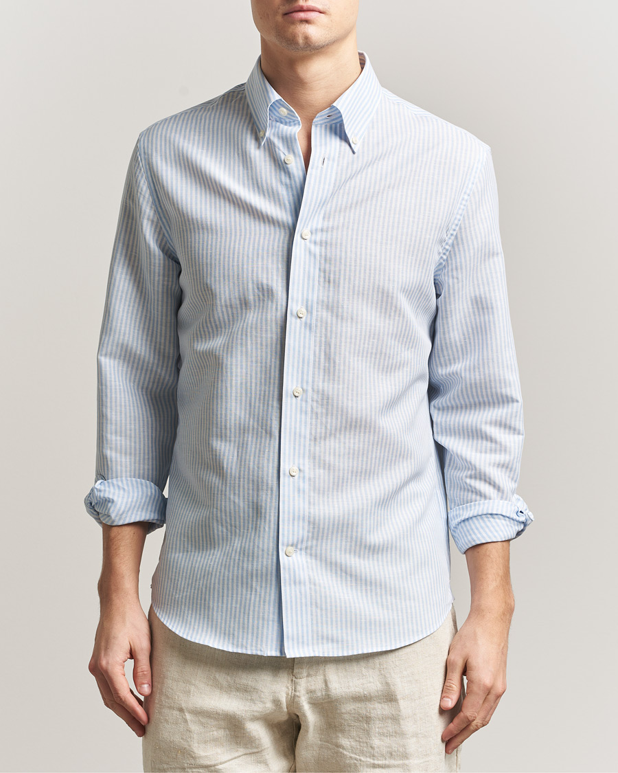 Herr | Skjortor | Tiger of Sweden | Bjorn Cotton/Linen Striped Shirt Heaven