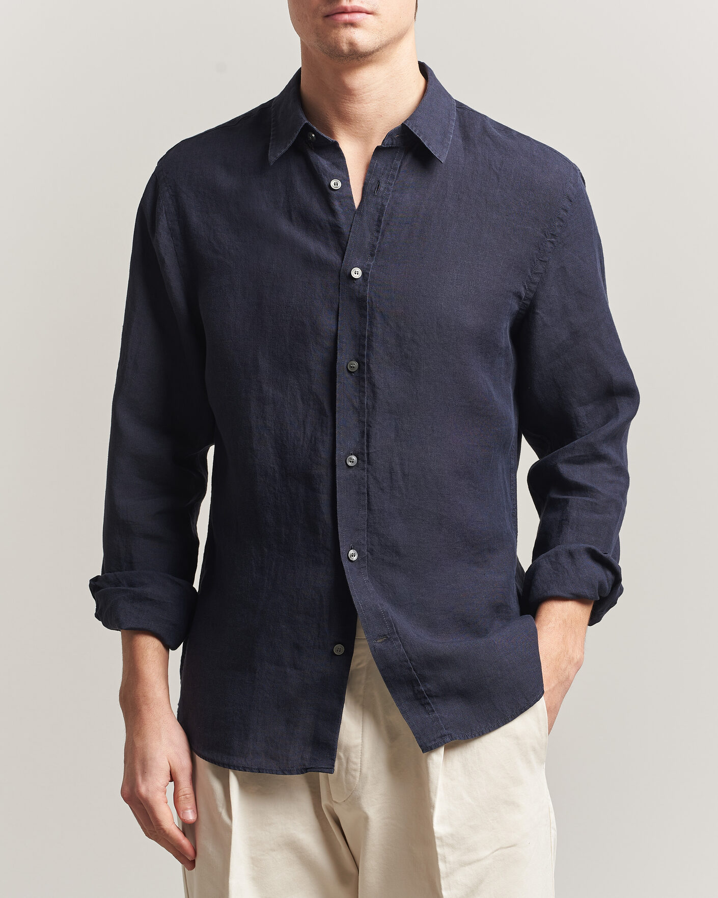 Herr | Skjortor | Tiger of Sweden | Spenser Linen Shirt Midnight Blue