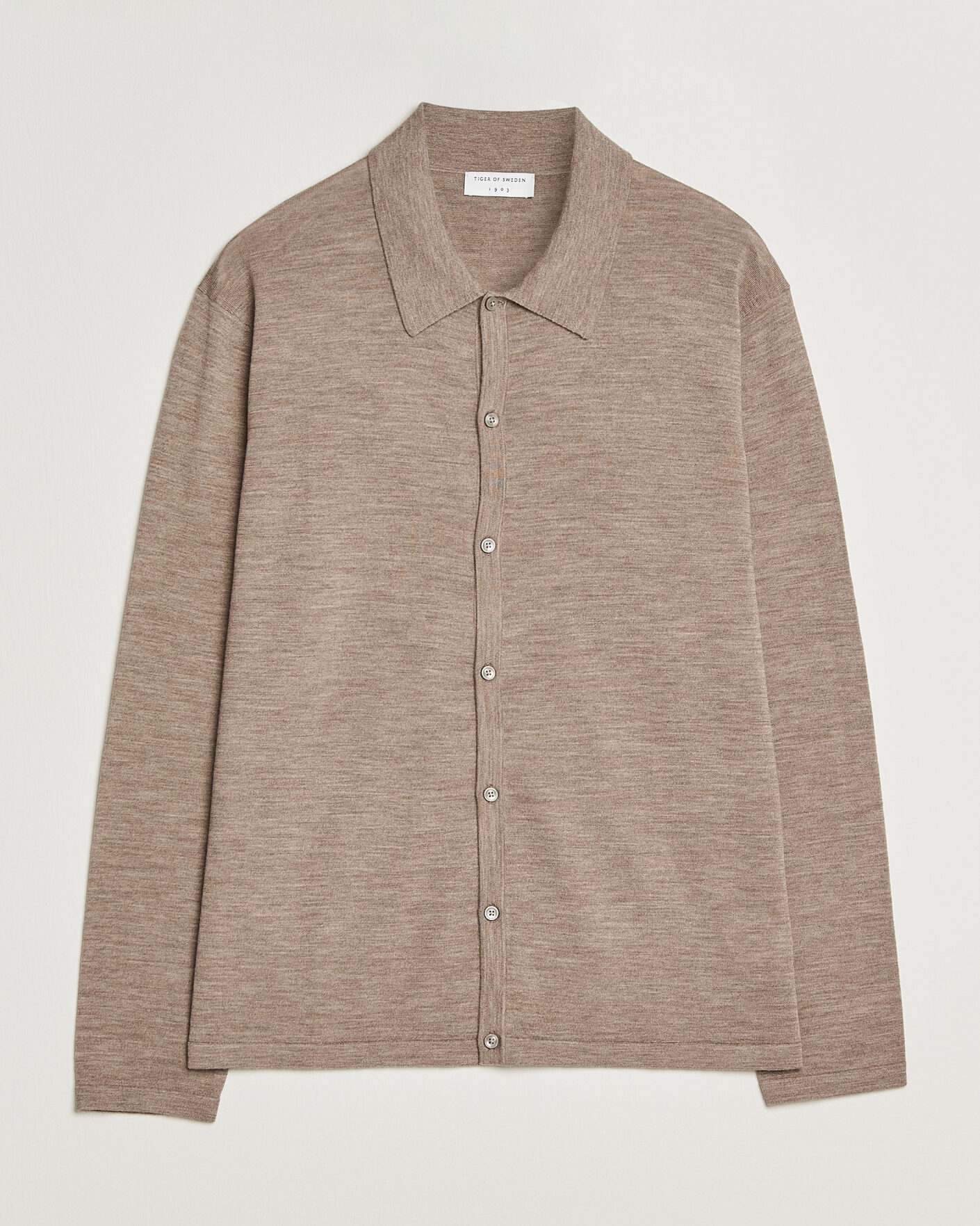 Herr | Tröjor | Tiger of Sweden | Verklin Merino Knitted Cardigan Beige Melange