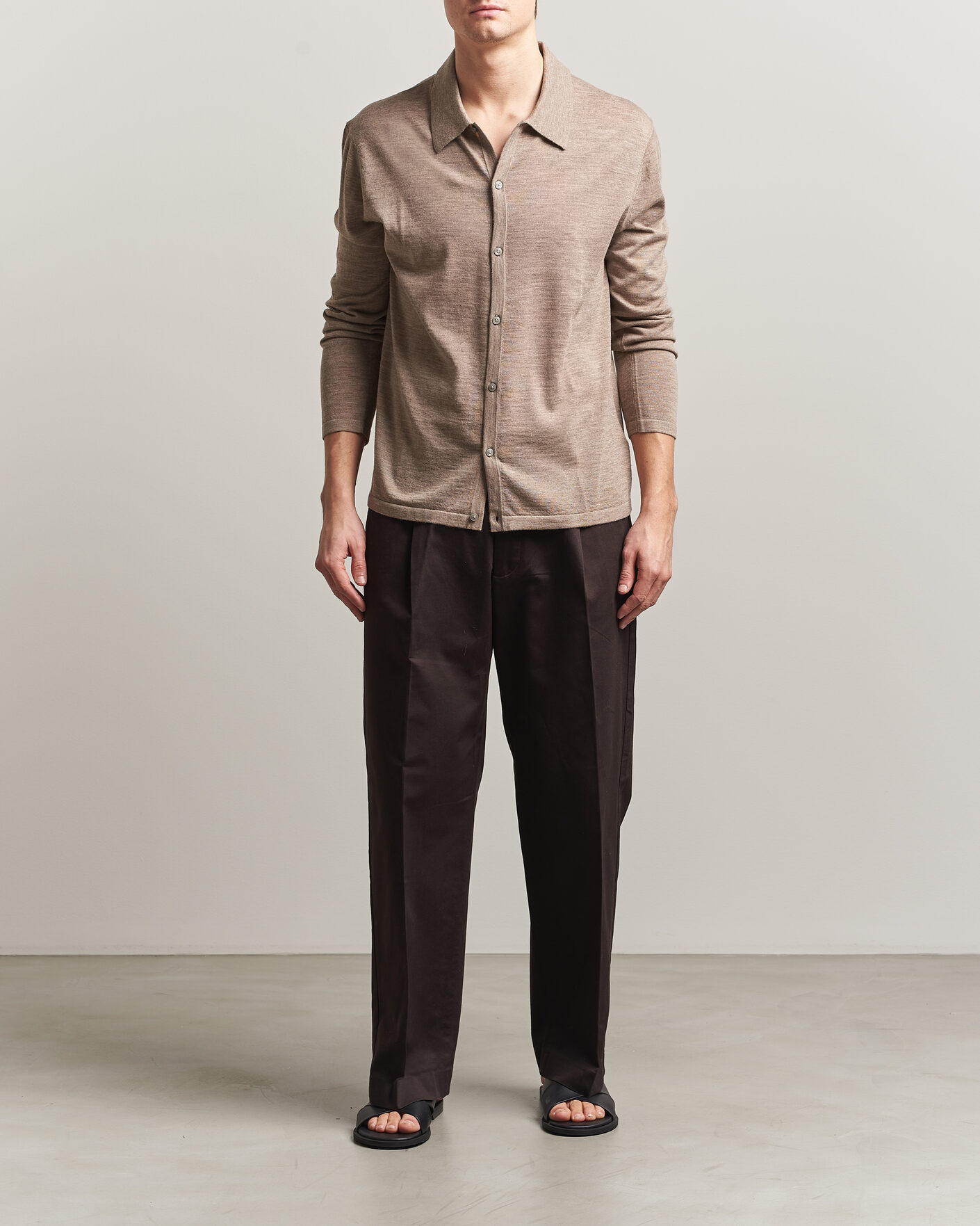 Herr | Tröjor | Tiger of Sweden | Verklin Merino Knitted Cardigan Beige Melange