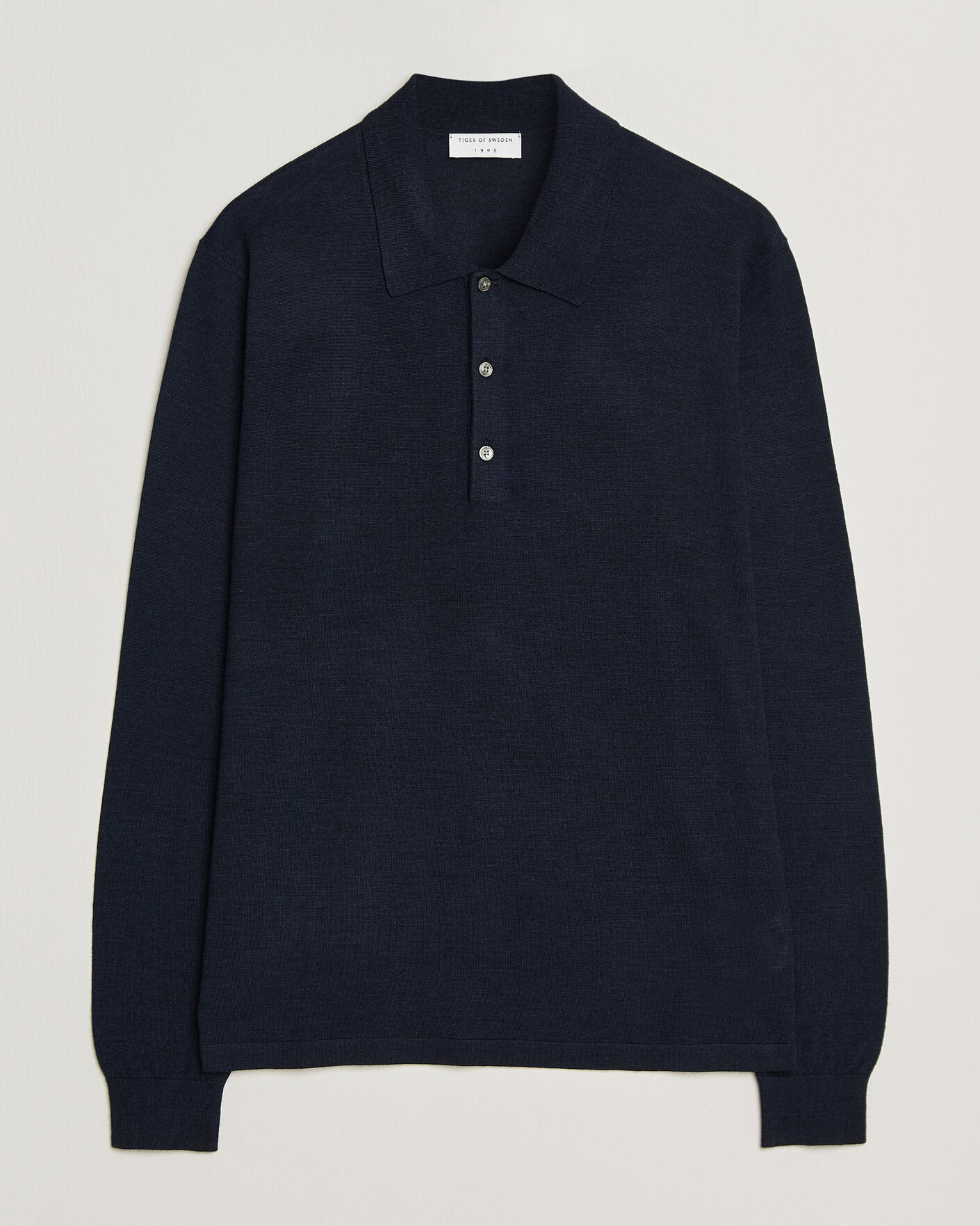 Herr | Tröjor | Tiger of Sweden | Eross Merino Knitted Polo Light Ink