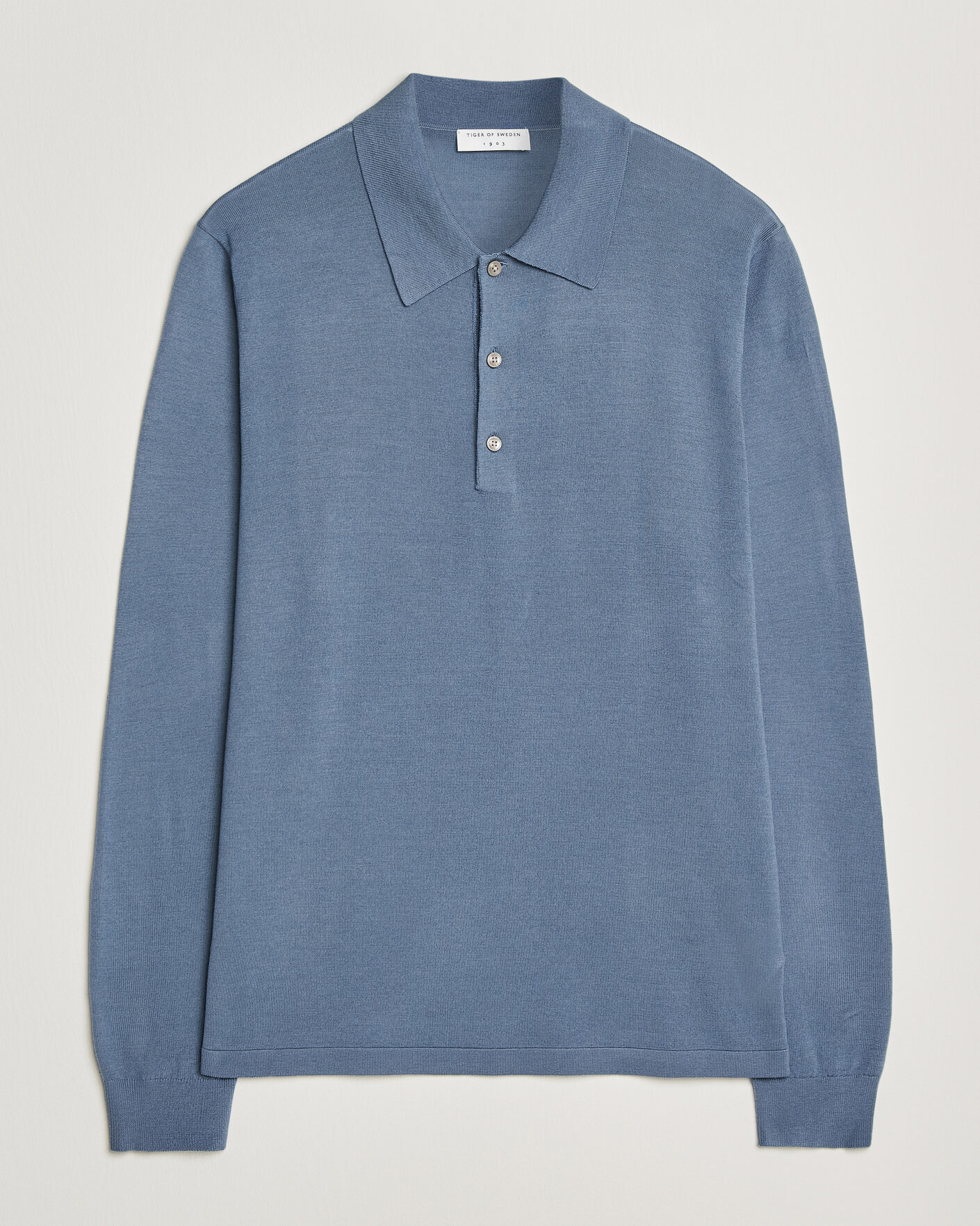 Herr | Tröjor | Tiger of Sweden | Eross Merino Knitted Polo Dull Blue