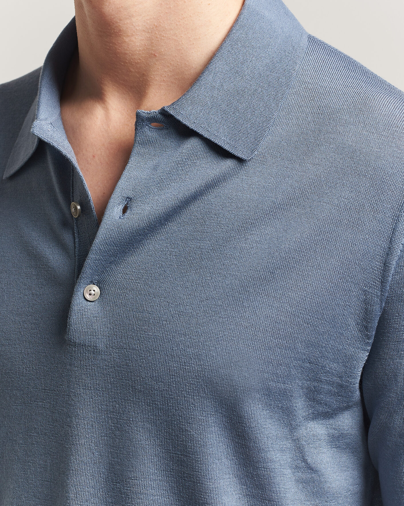 Herr | Tröjor | Tiger of Sweden | Eross Merino Knitted Polo Dull Blue