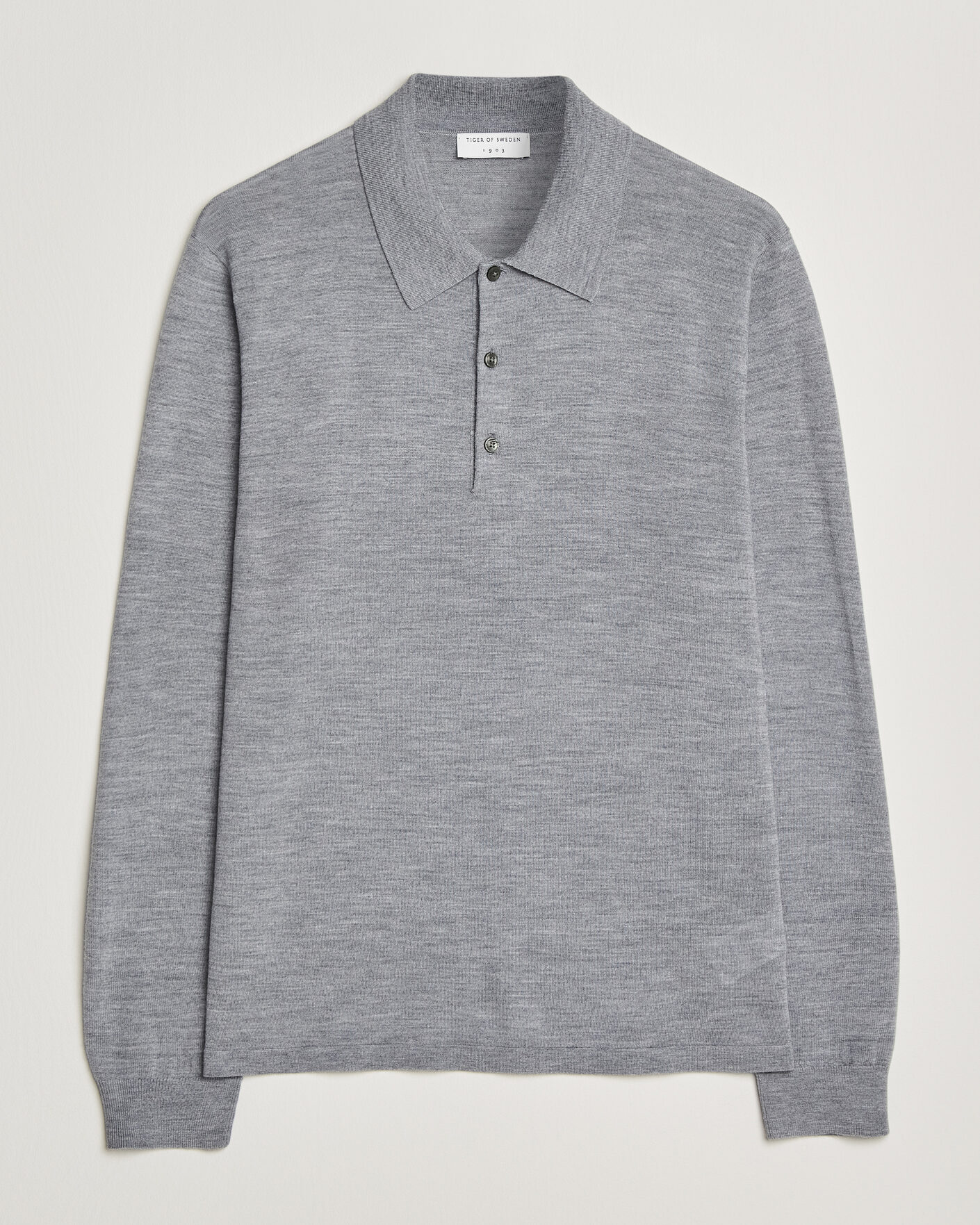 Herr | Tröjor | Tiger of Sweden | Eross Merino Knitted Polo Grey Melange