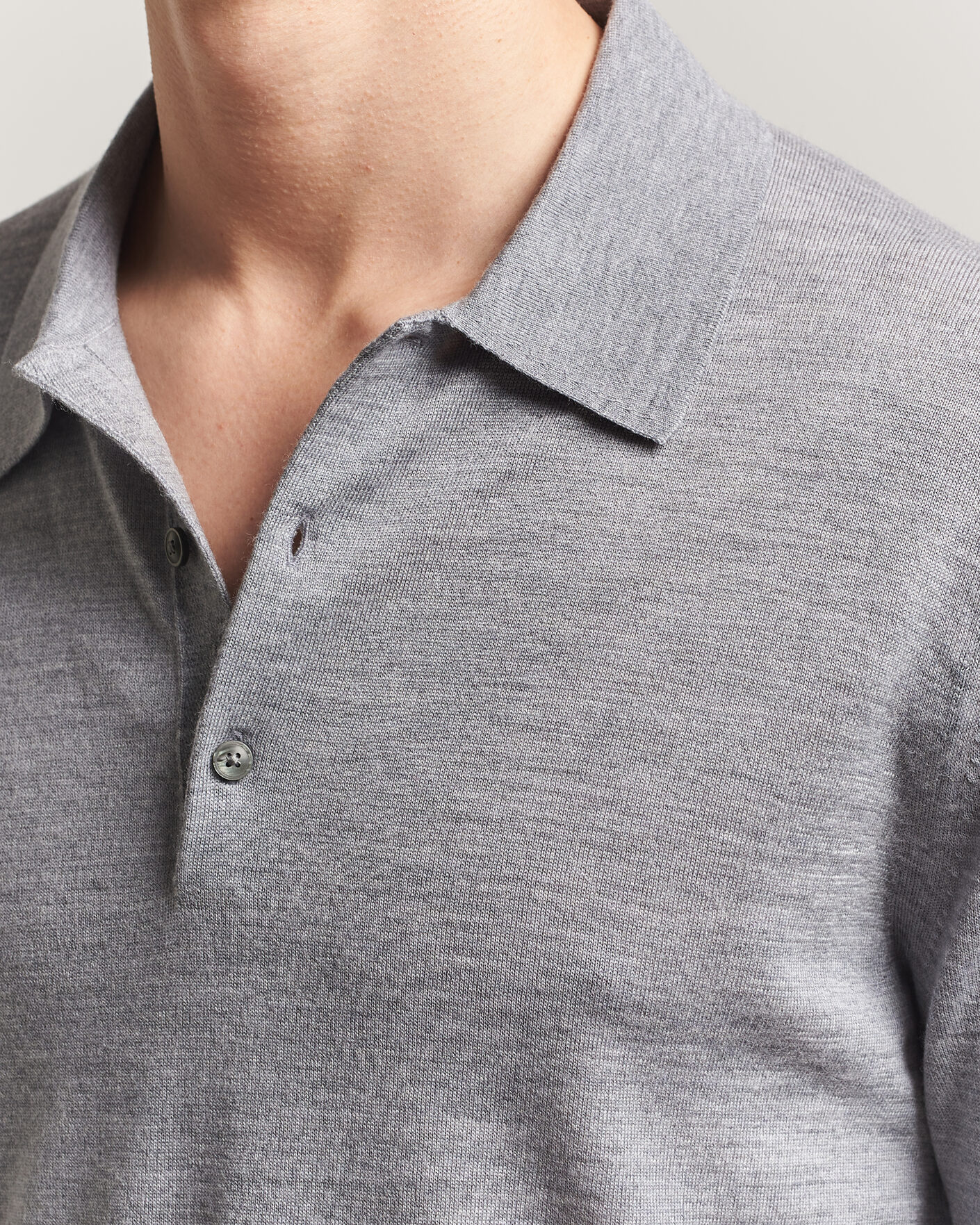 Herr | Tröjor | Tiger of Sweden | Eross Merino Knitted Polo Grey Melange