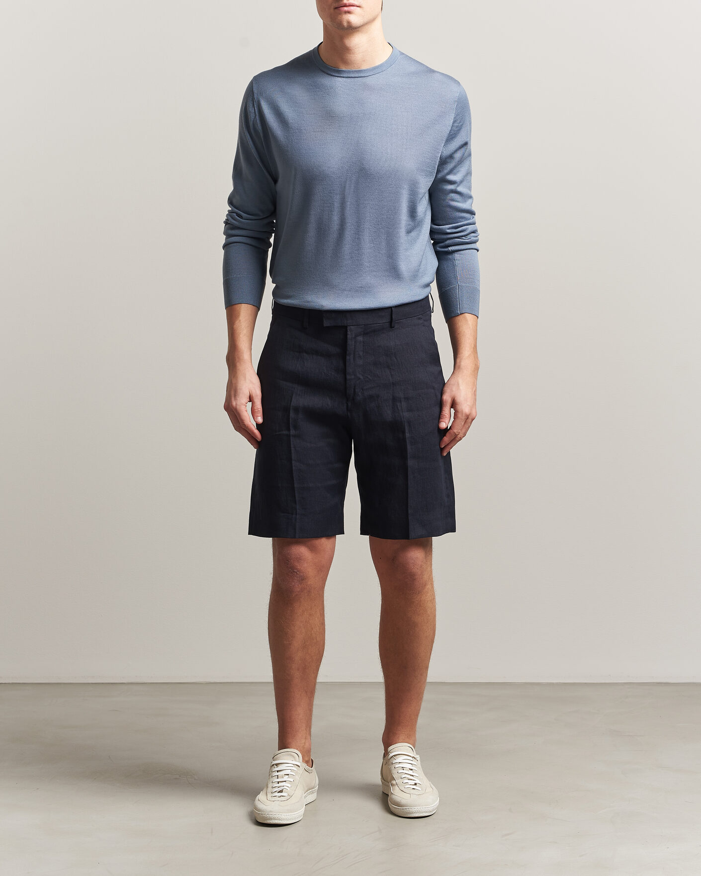 Herr | Tröjor | Tiger of Sweden | Connor Merino Knitted Crew Neck Dull Blue