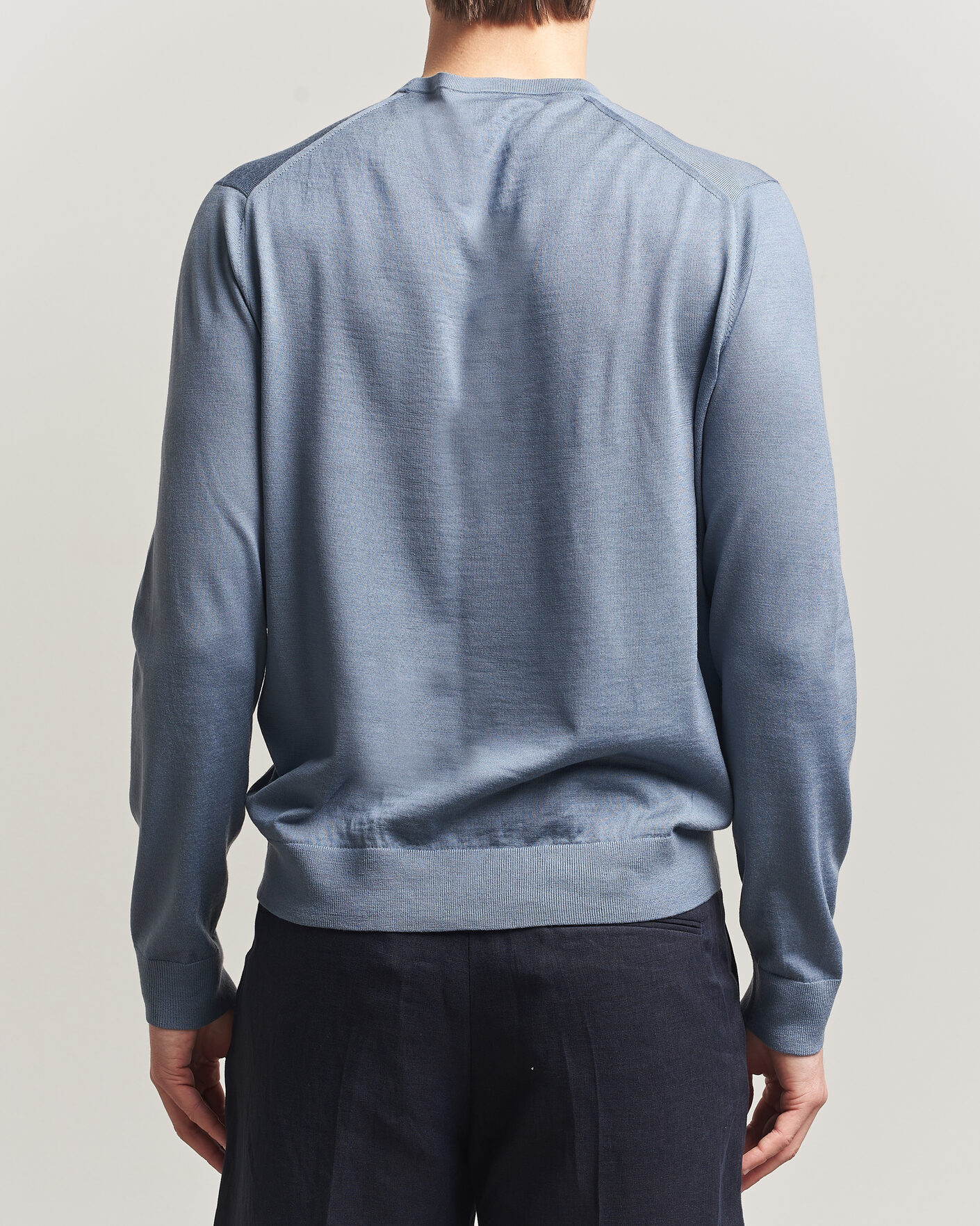 Herr | Tröjor | Tiger of Sweden | Connor Merino Knitted Crew Neck Dull Blue