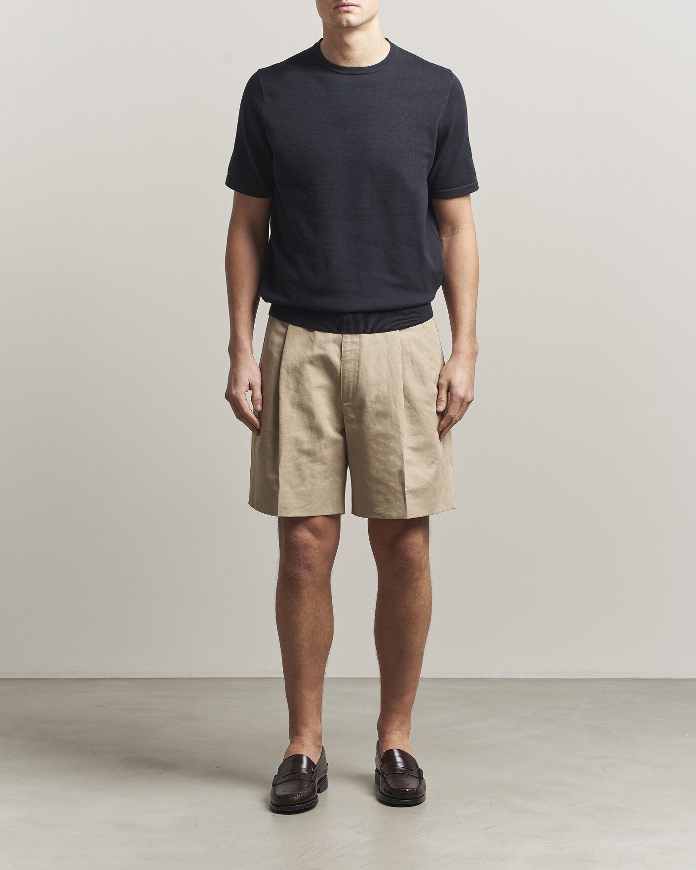 Herr | T-Shirts | Tiger of Sweden | Connor Cotton Knitted T-Shirt Light Ink