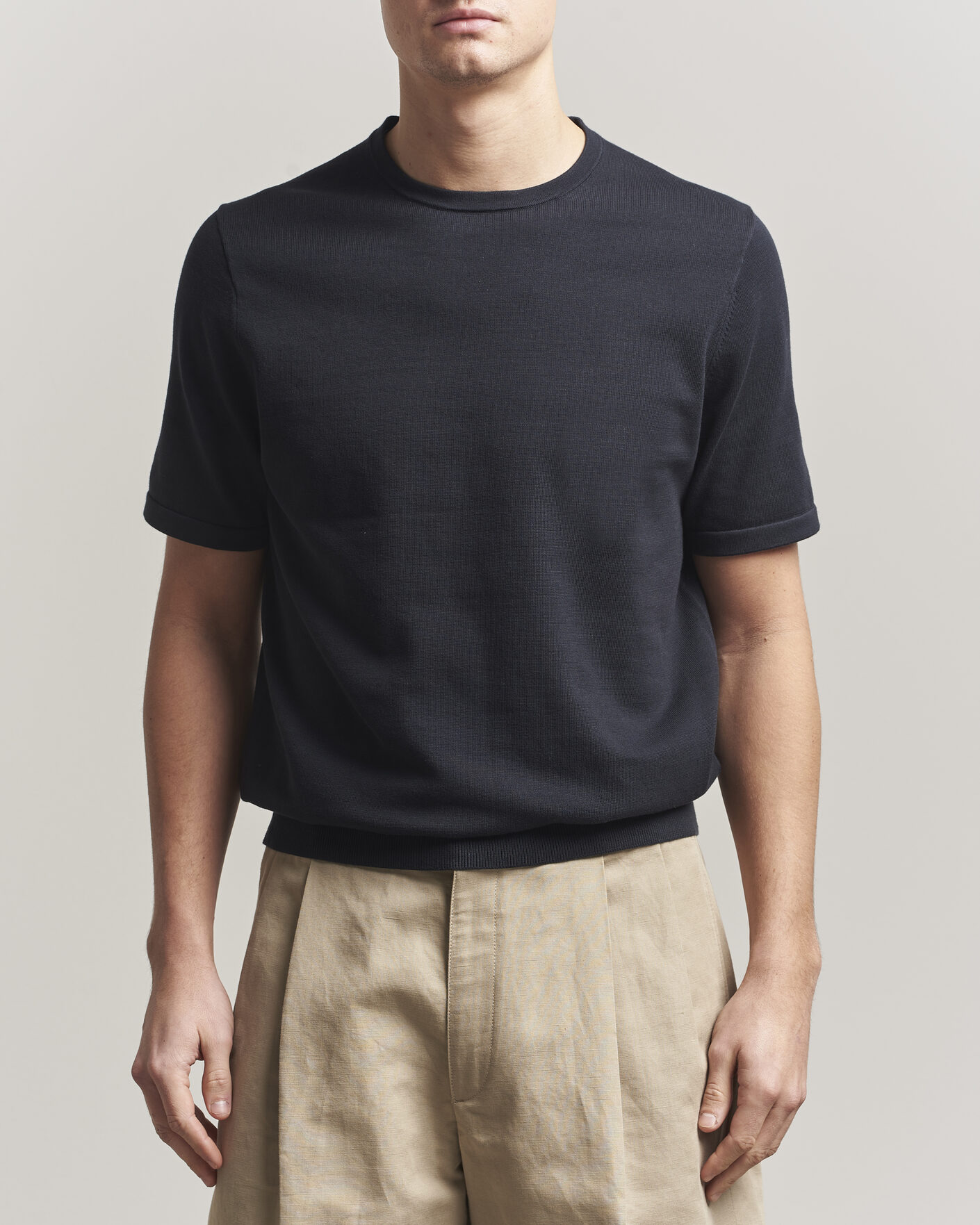 Herr | T-Shirts | Tiger of Sweden | Connor Cotton Knitted T-Shirt Light Ink