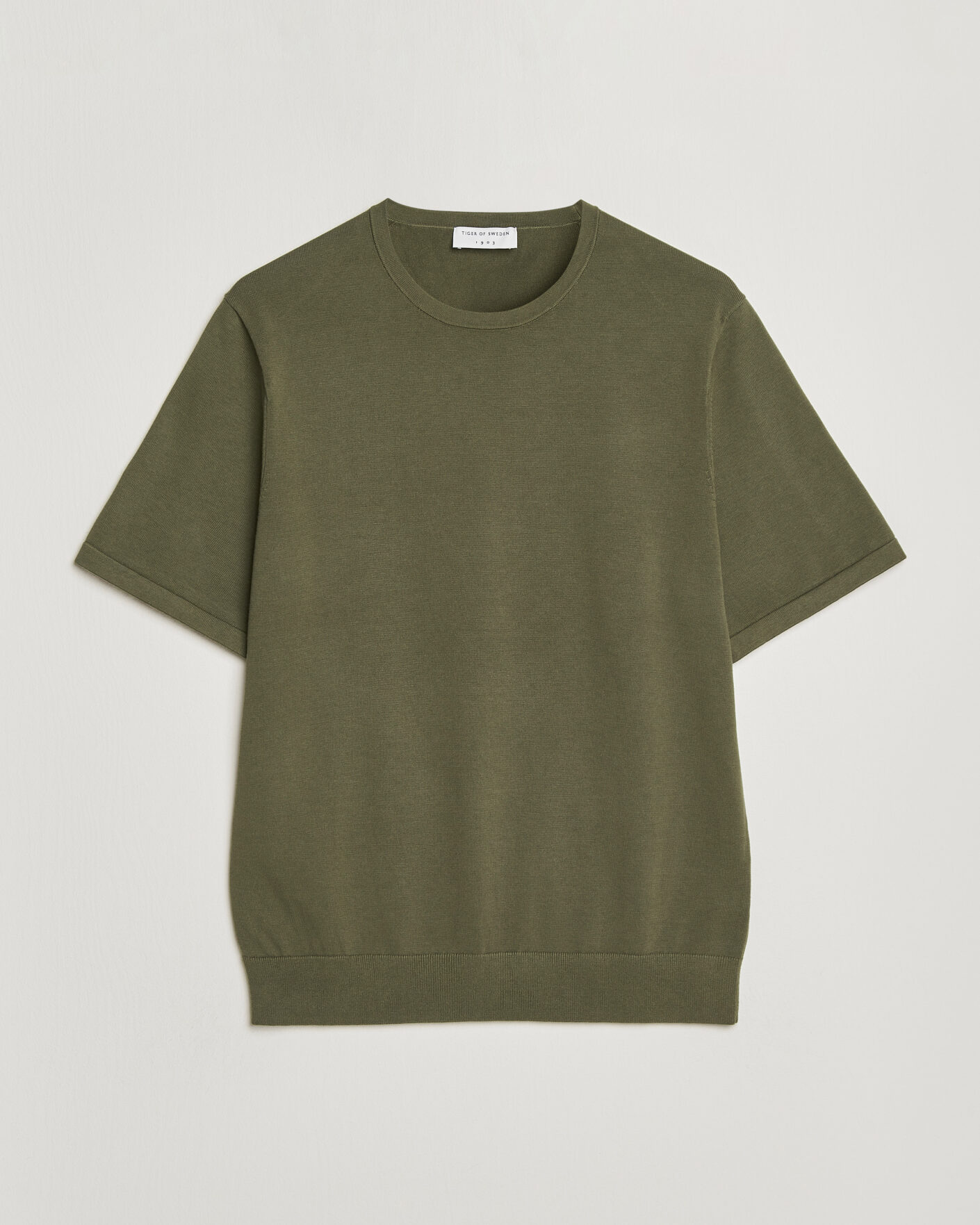 Herr | T-Shirts | Tiger of Sweden | Connor Cotton Knitted T-Shirt Kalamata Green