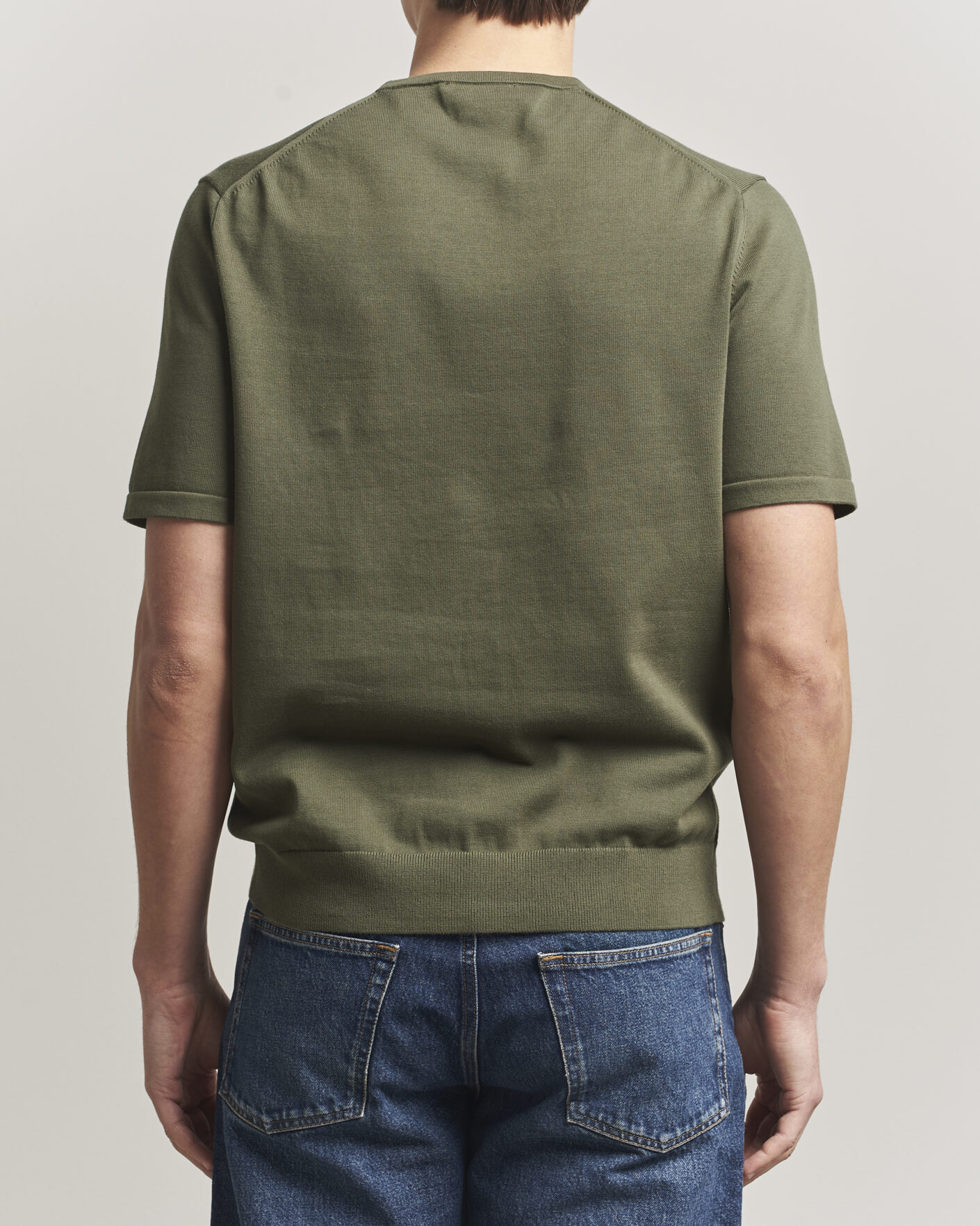 Herr | T-Shirts | Tiger of Sweden | Connor Cotton Knitted T-Shirt Kalamata Green