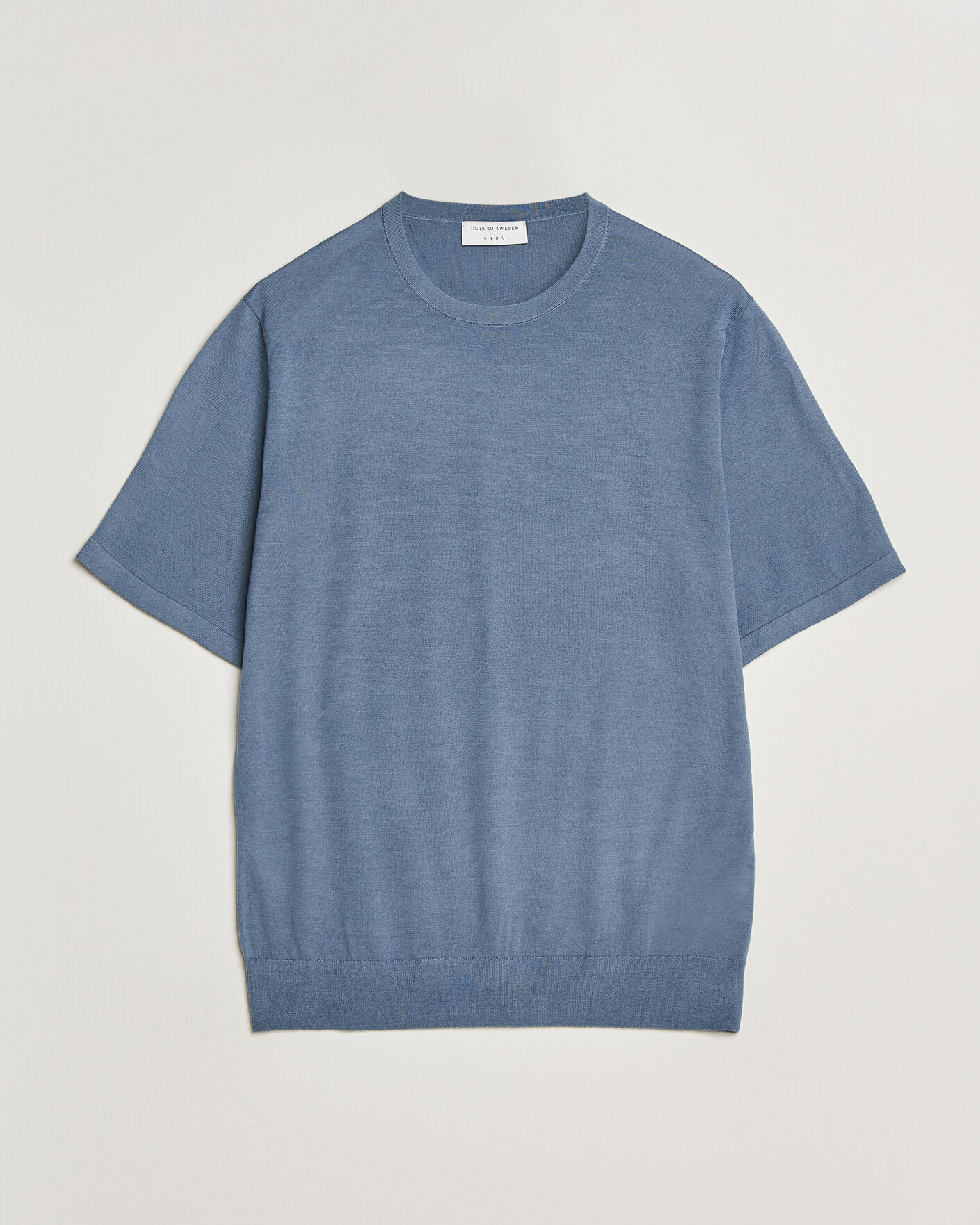 Herr | T-Shirts | Tiger of Sweden | Connor Merino Knitted T-Shirt Dull Blue