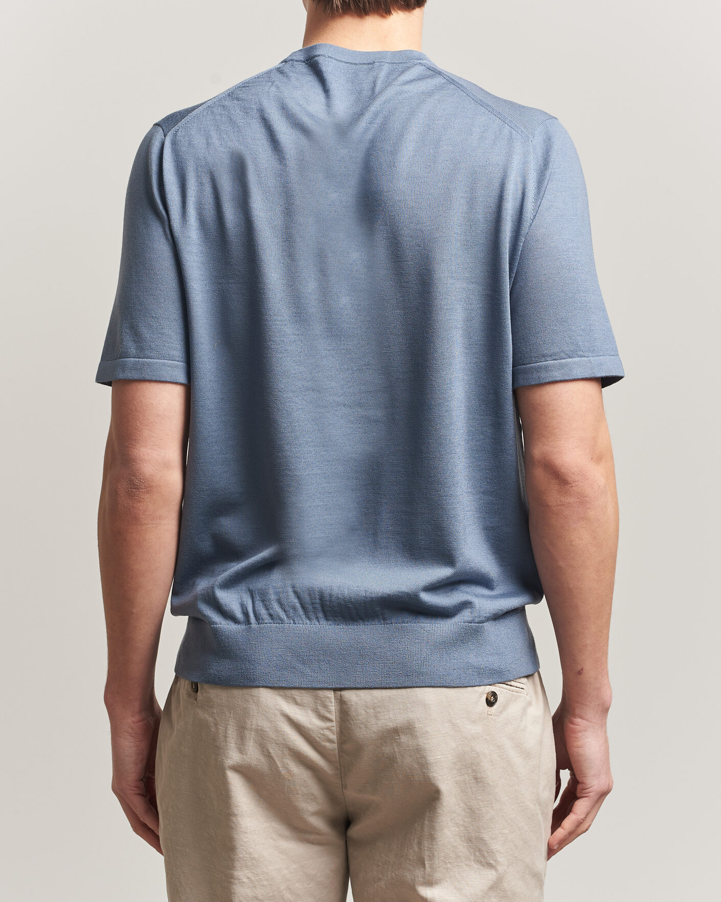 Herr | T-Shirts | Tiger of Sweden | Connor Merino Knitted T-Shirt Dull Blue