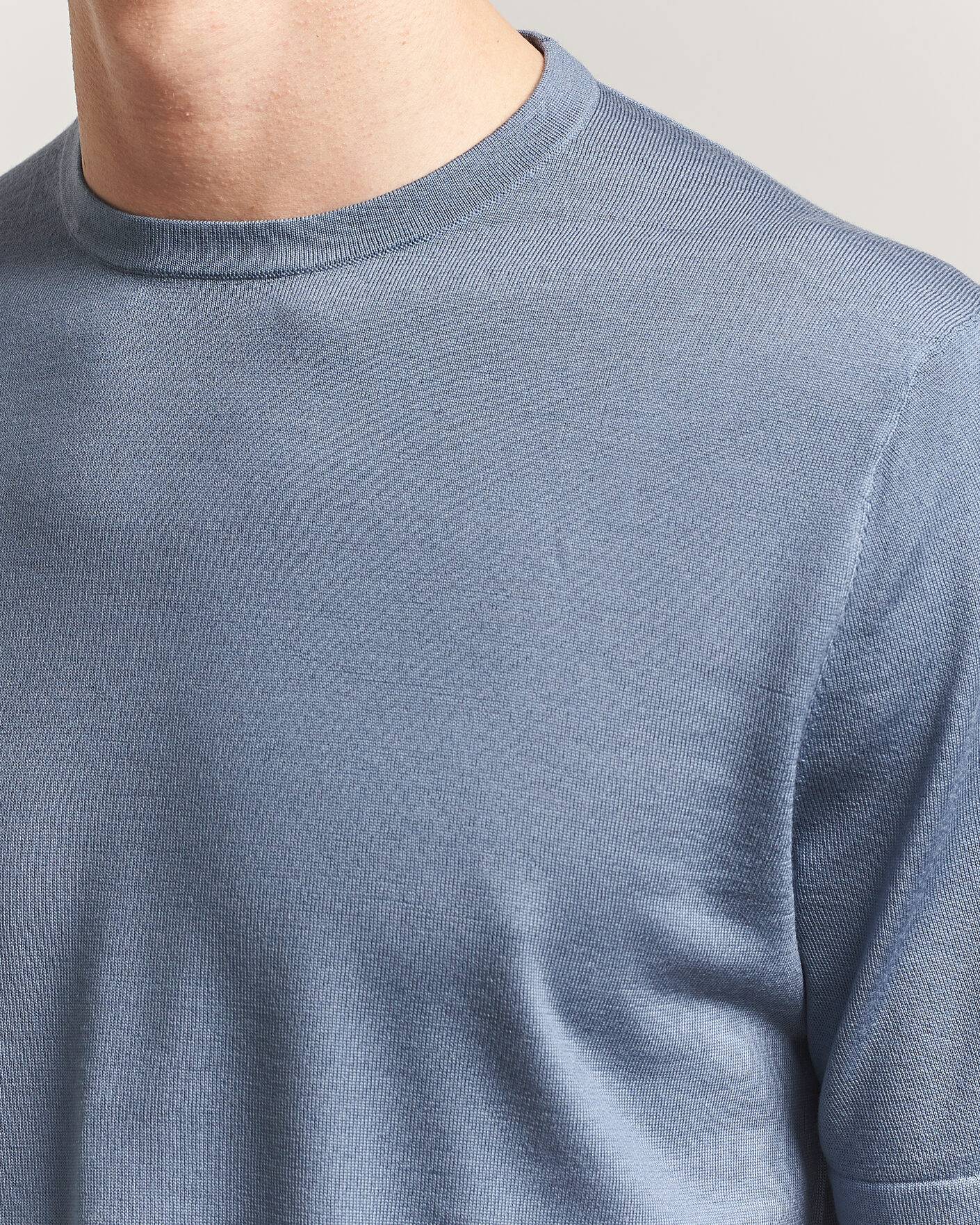 Herr | T-Shirts | Tiger of Sweden | Connor Merino Knitted T-Shirt Dull Blue